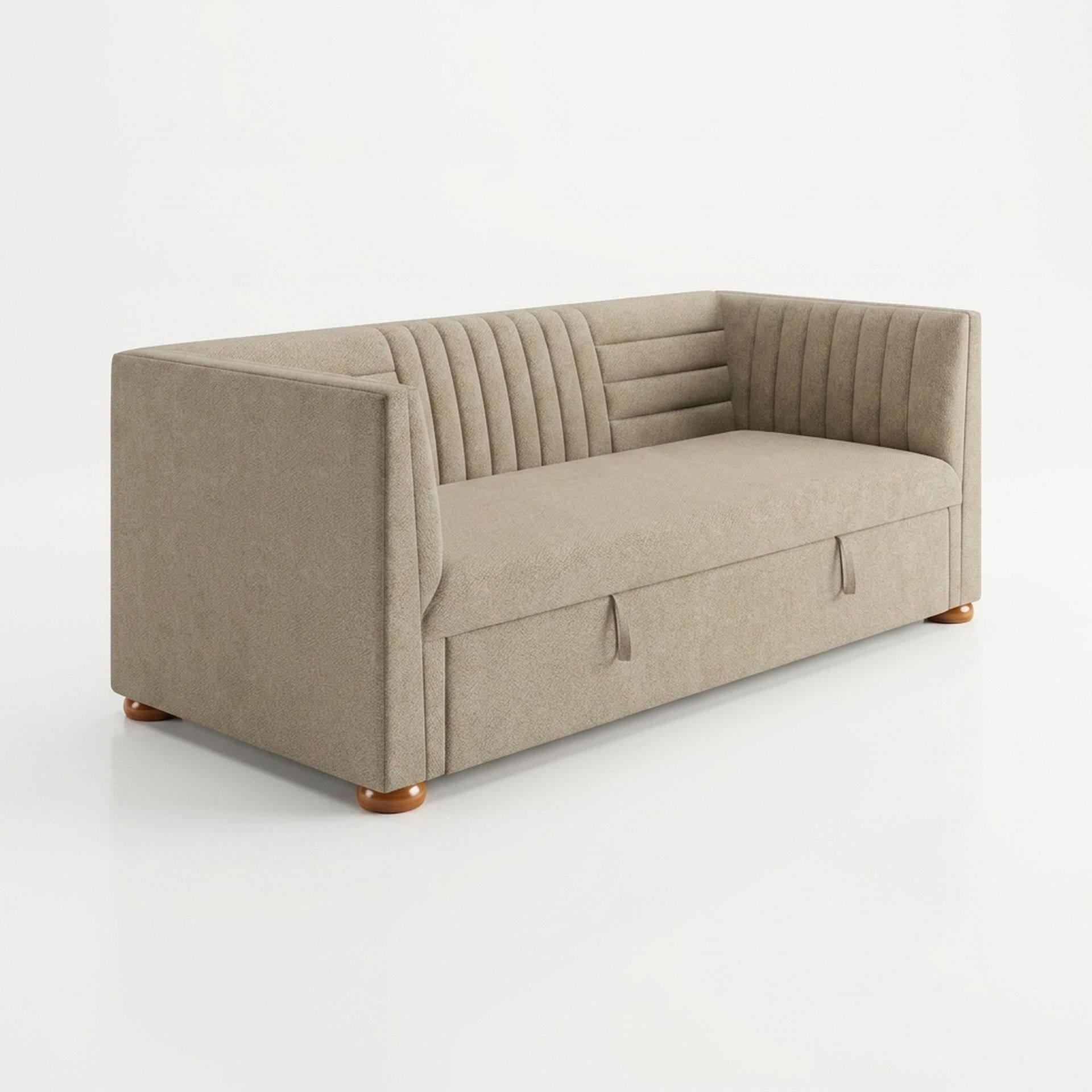 Hayden Home Premium Grove Gather Sofa Bed, Warm Cedar Legs, Premium Alabaster Upholstery