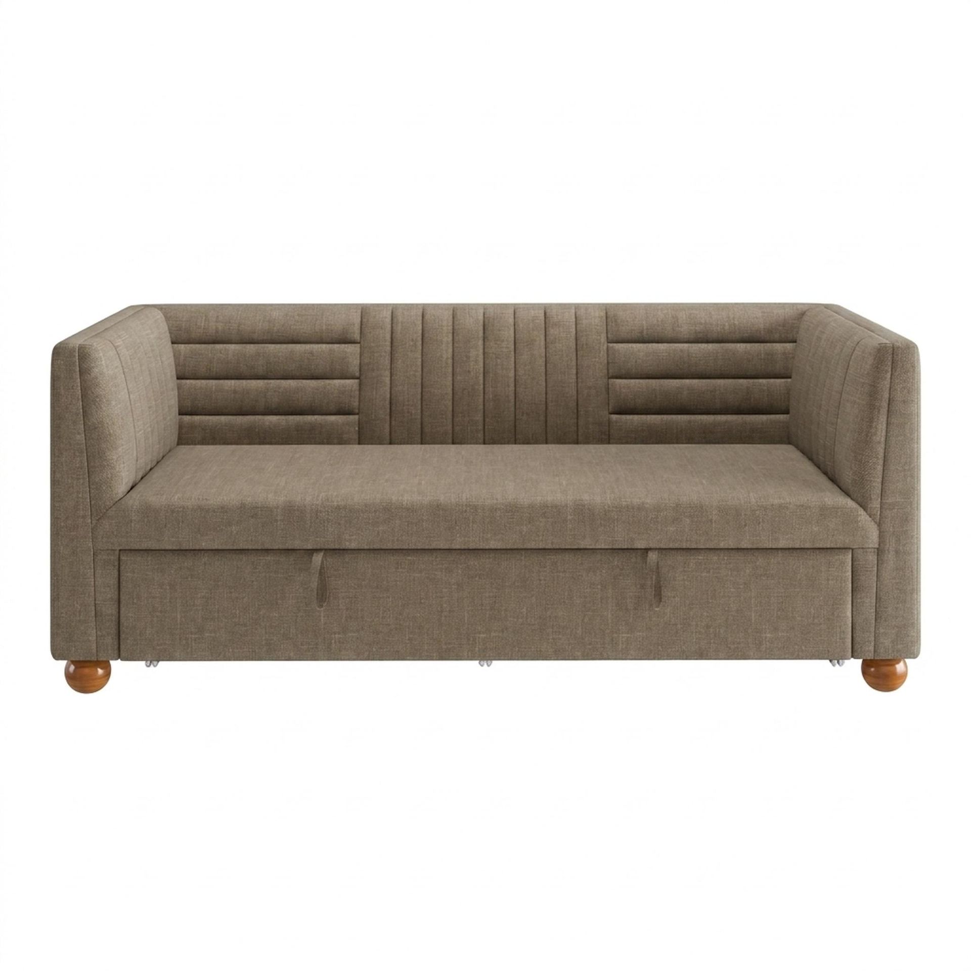 Hayden Home Premium Grove Gather Sofa Bed, Warm Cedar Legs, Premium Dusky Biege Upholstery