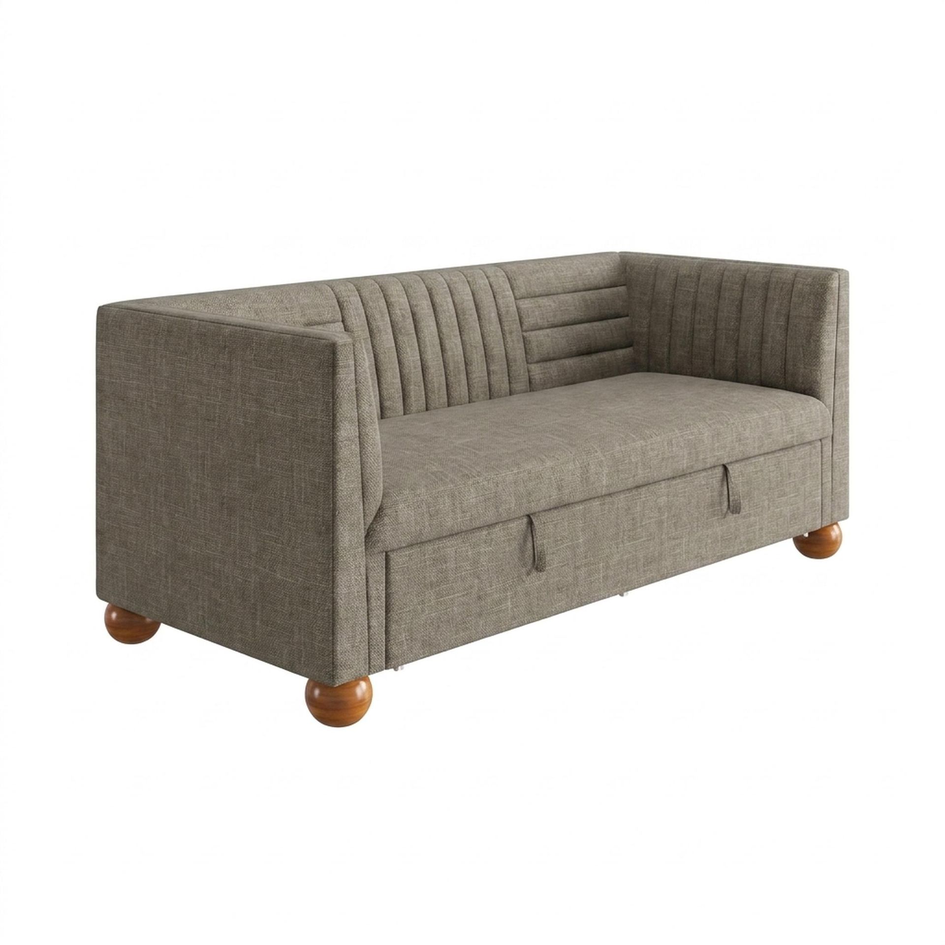 Hayden Home Premium Grove Gather Sofa Bed, Warm Cedar Legs, Premium Dusky Biege Upholstery