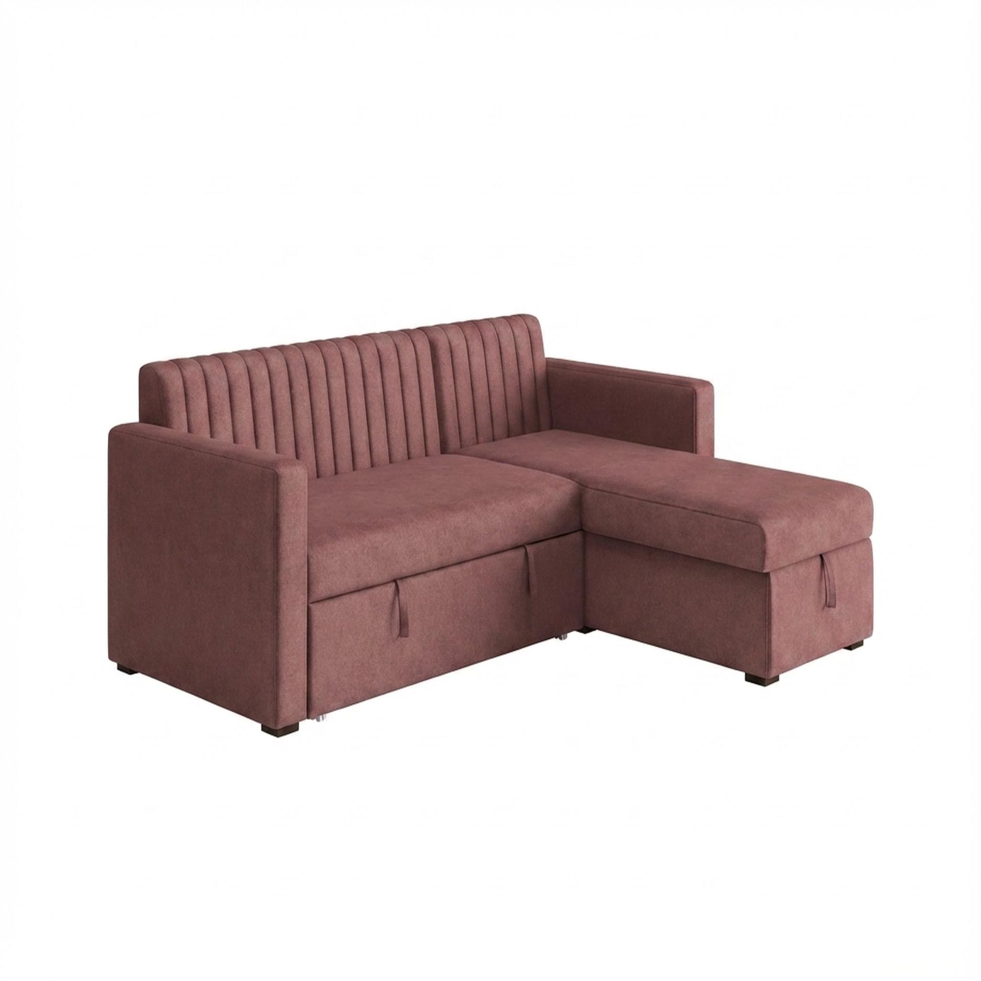 Hayden Home Premium Grove Paradise Sofa Bed, Coco Walnut Legs, Premium Ballet Pink Upholstery