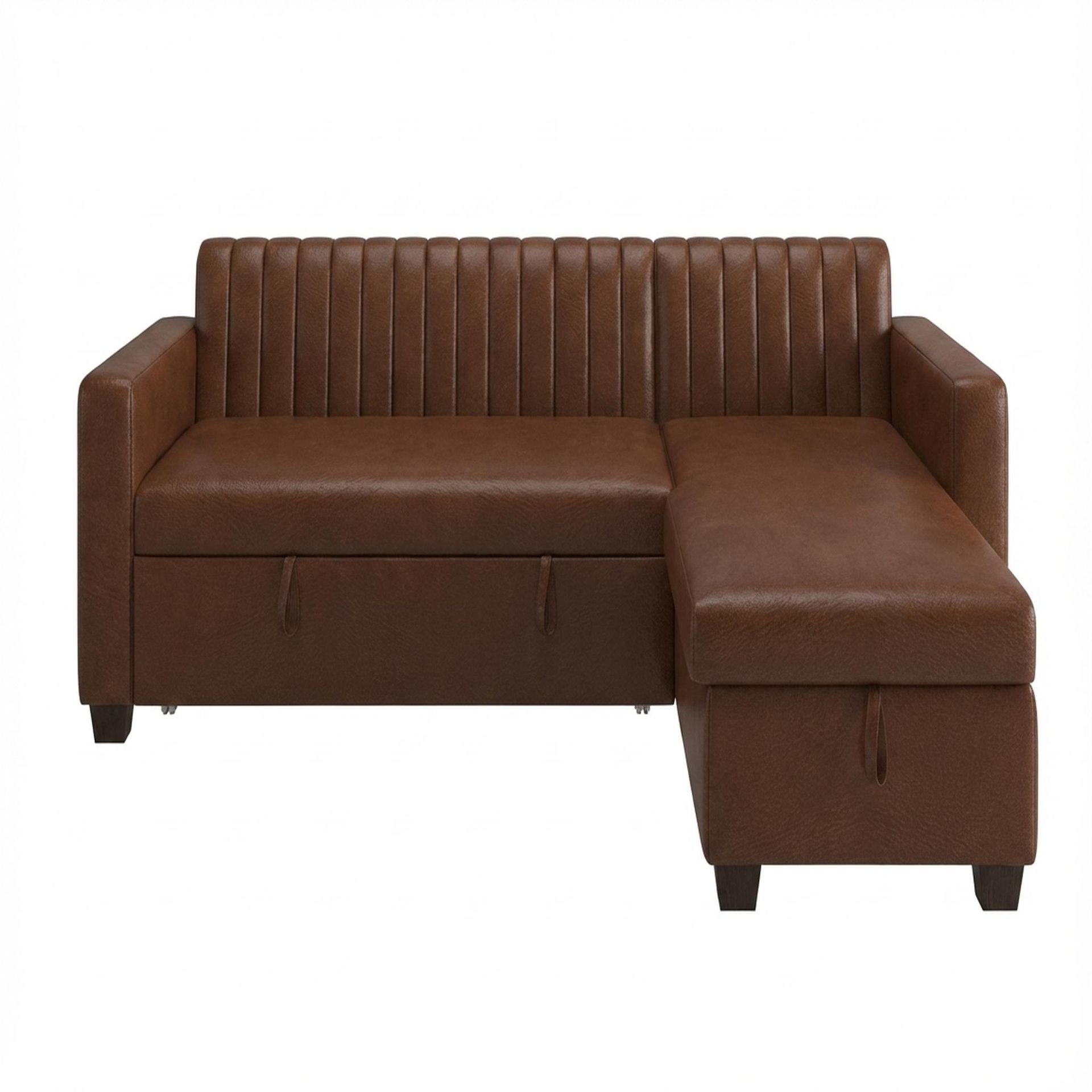 Hayden Home Premium Grove Paradise Sofa Bed, Coco Walnut Legs, Premium Rust Orange Upholstery