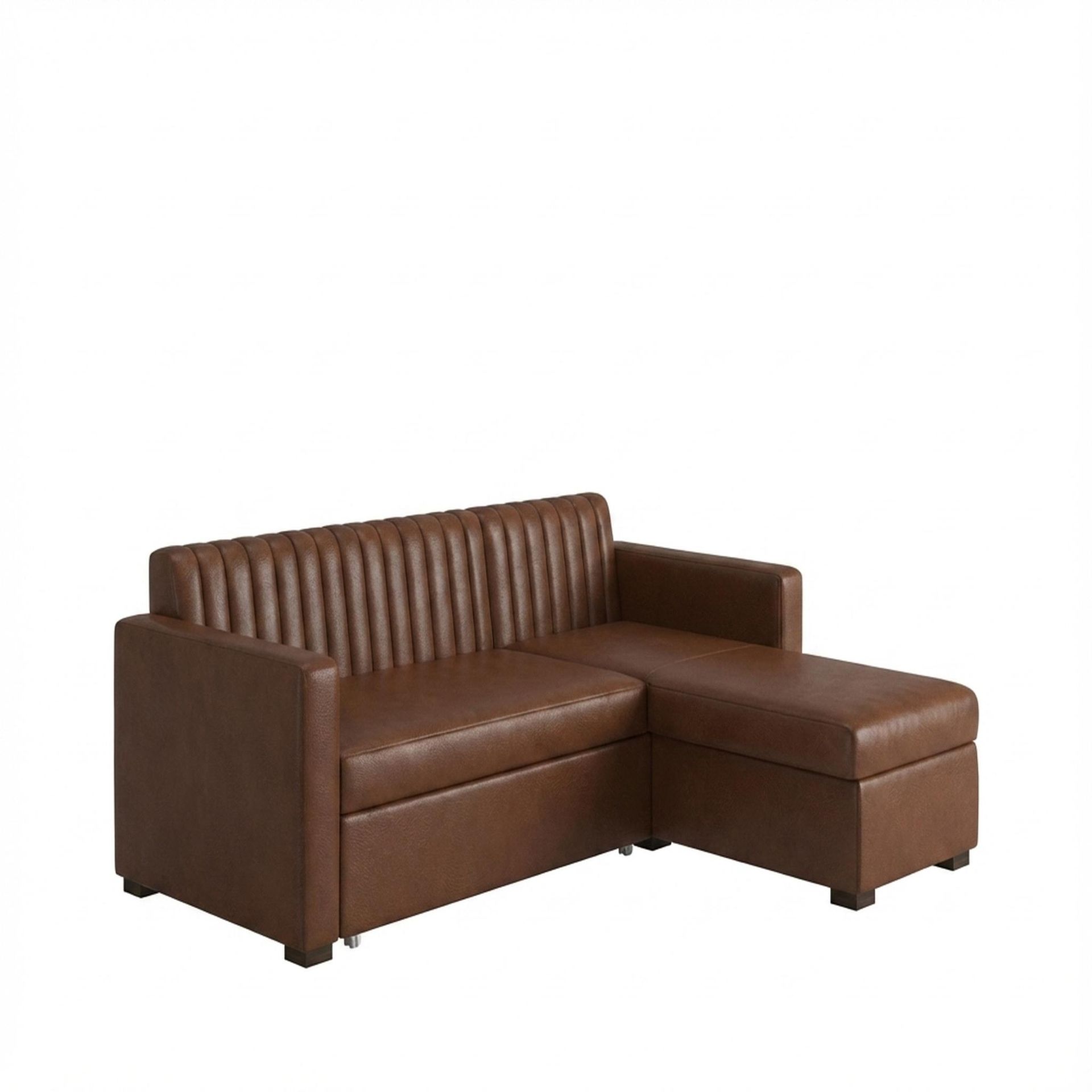 Hayden Home Premium Grove Paradise Sofa Bed, Coco Walnut Legs, Premium Rust Orange Upholstery