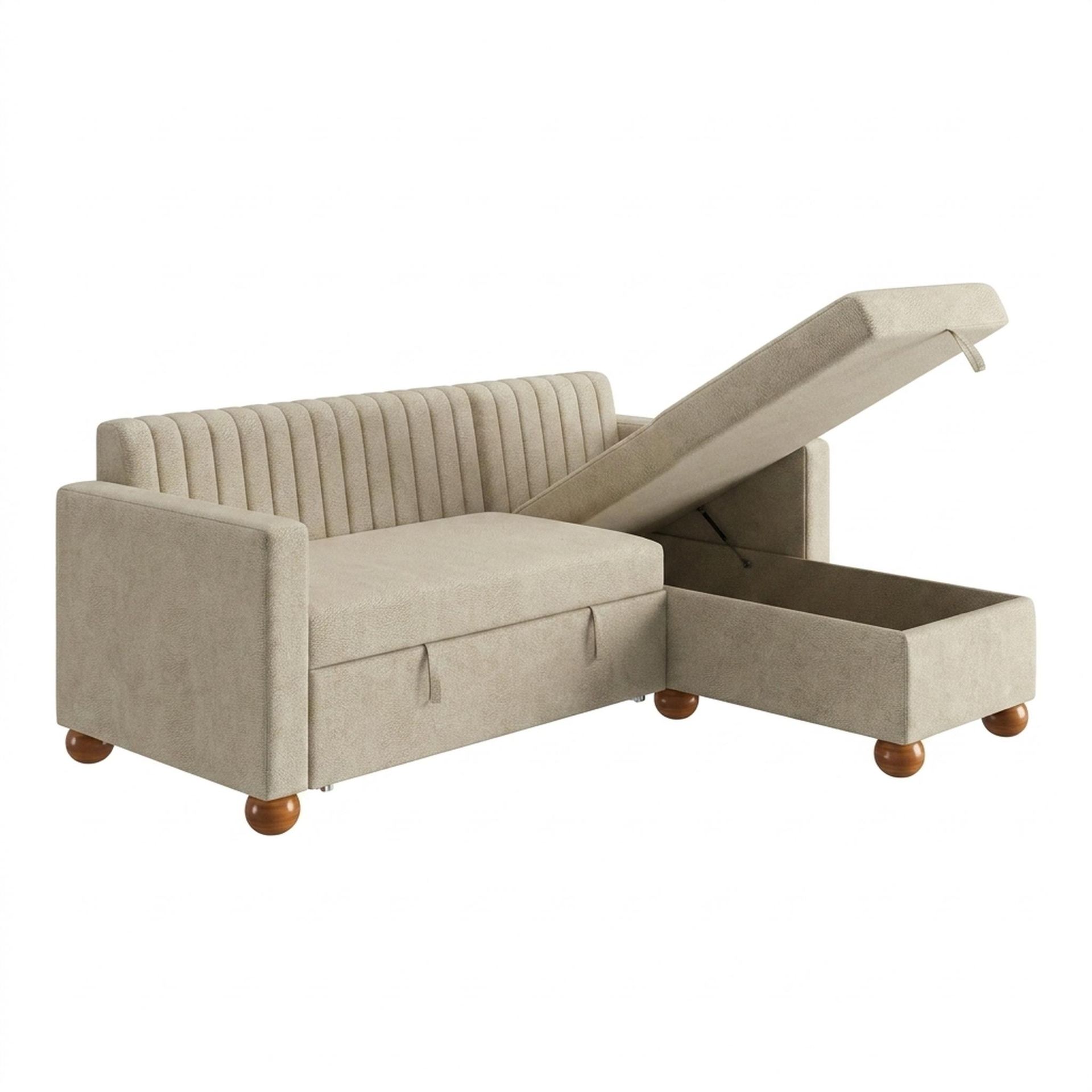 Hayden Home Premium Grove Paradise Sofa Bed, Warm Cedar Legs, Essential Sand Upholstery