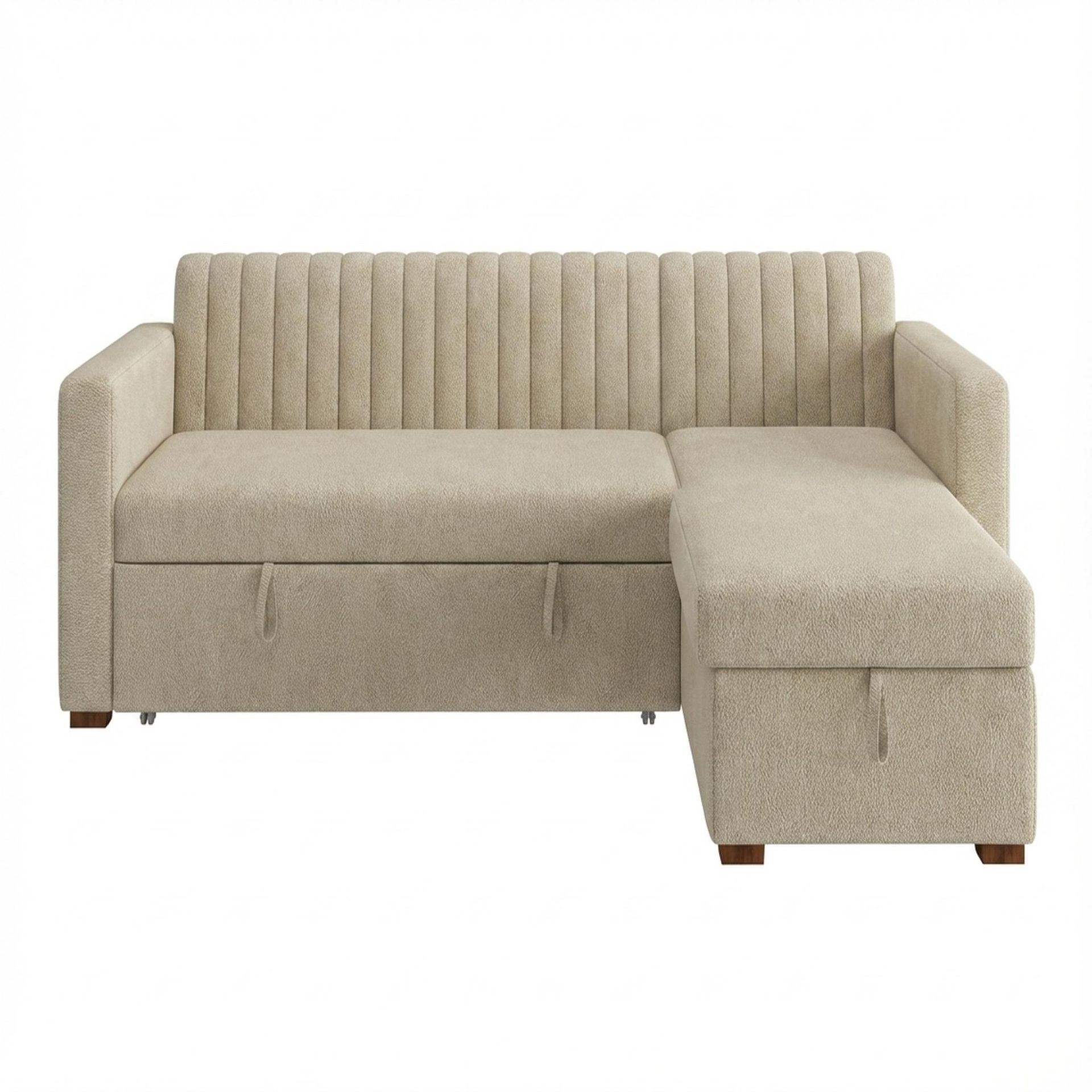 Hayden Home Premium Grove Paradise Sofa Bed, Warm Cedar Legs, Essential Sand Upholstery