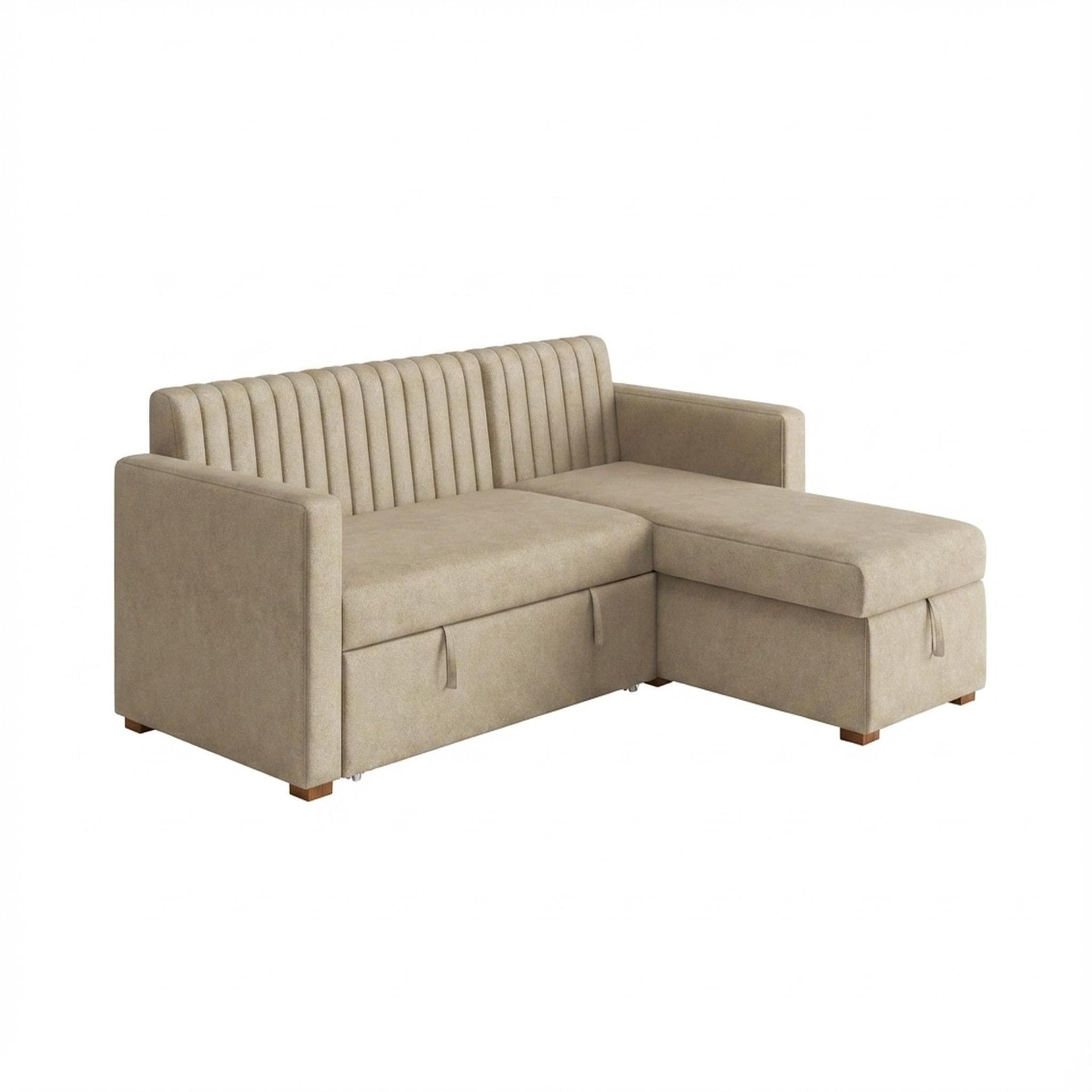 Hayden Home Premium Grove Paradise Sofa Bed, Warm Cedar Legs, Essential Sand Upholstery