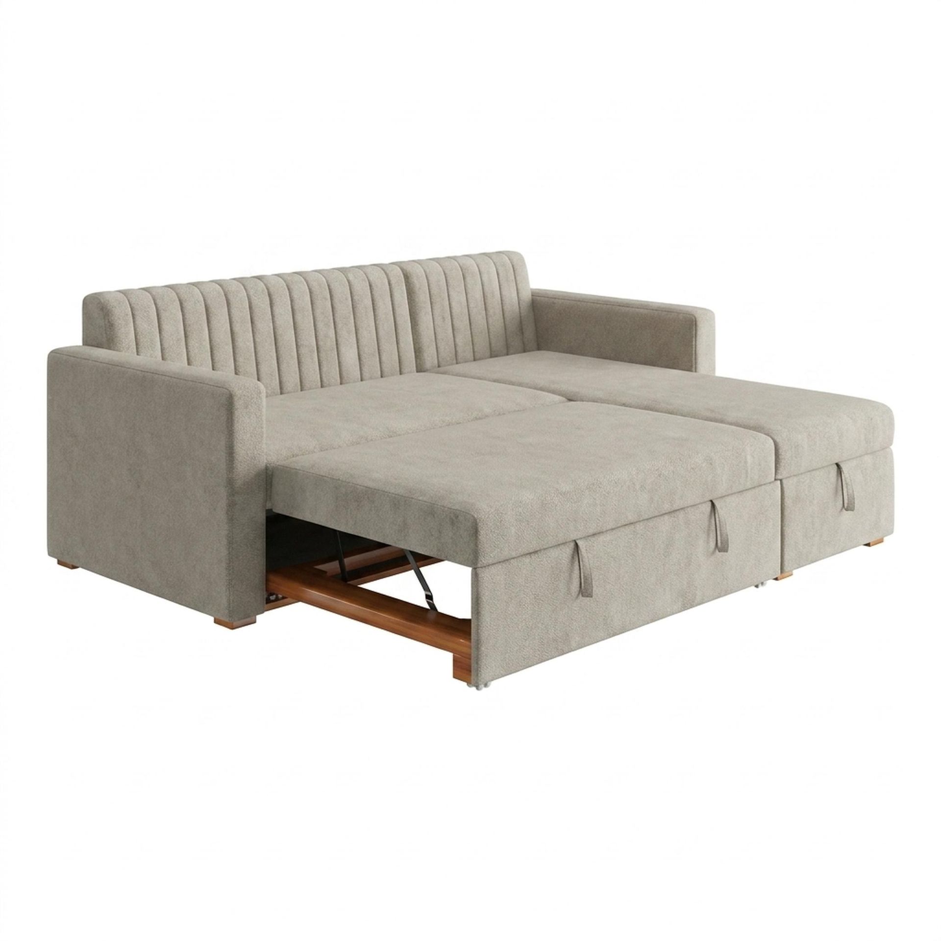 Hayden Home Premium Grove Paradise Sofa Bed, Warm Cedar Legs, Essential Bone Upholstery