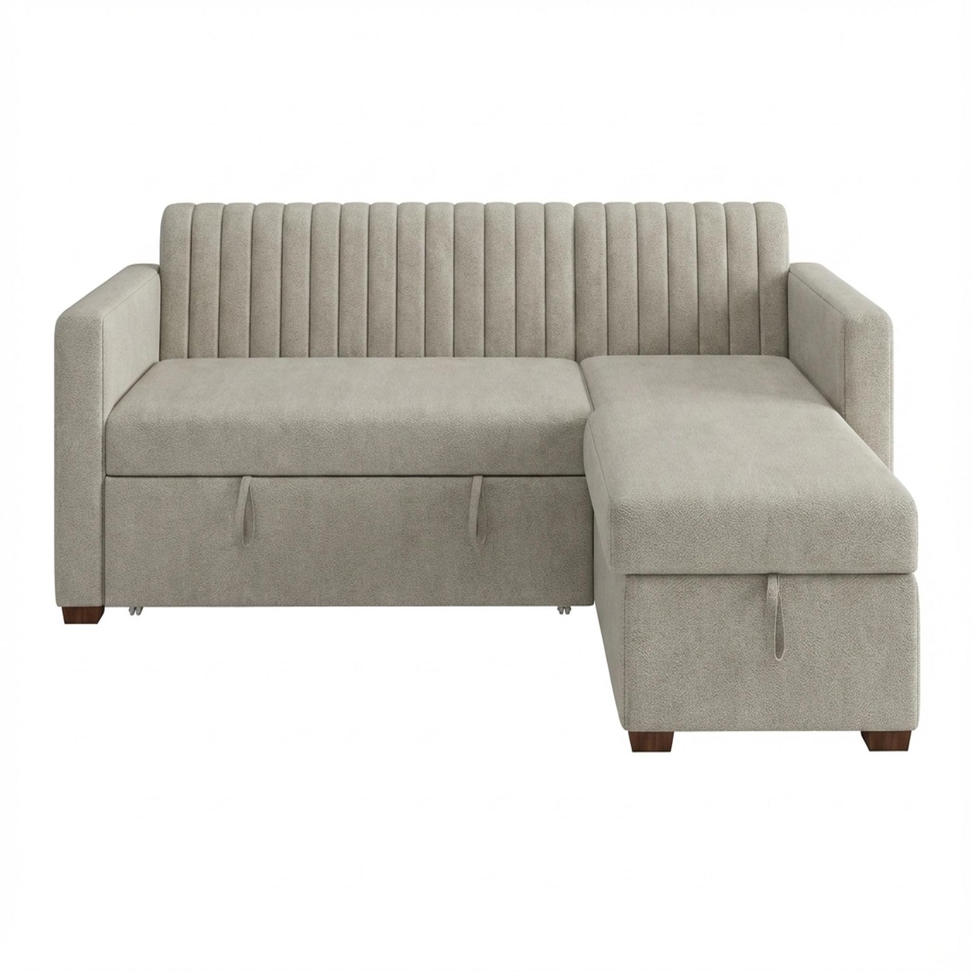 Hayden Home Premium Grove Paradise Sofa Bed, Warm Cedar Legs, Essential Bone Upholstery