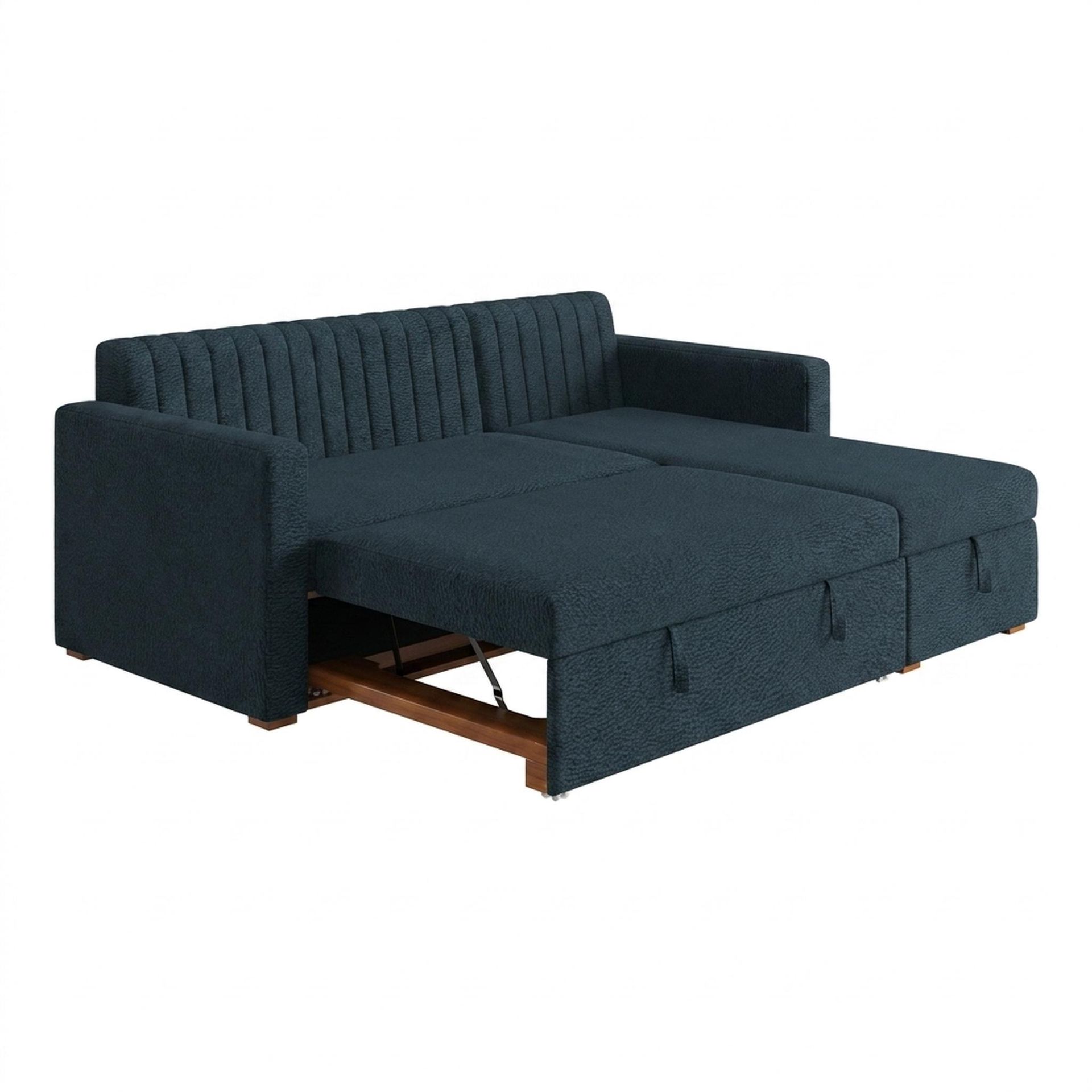 Hayden Home Premium Grove Paradise Sofa Bed, Warm Cedar Legs, Essential Vintage Blue Upholstery
