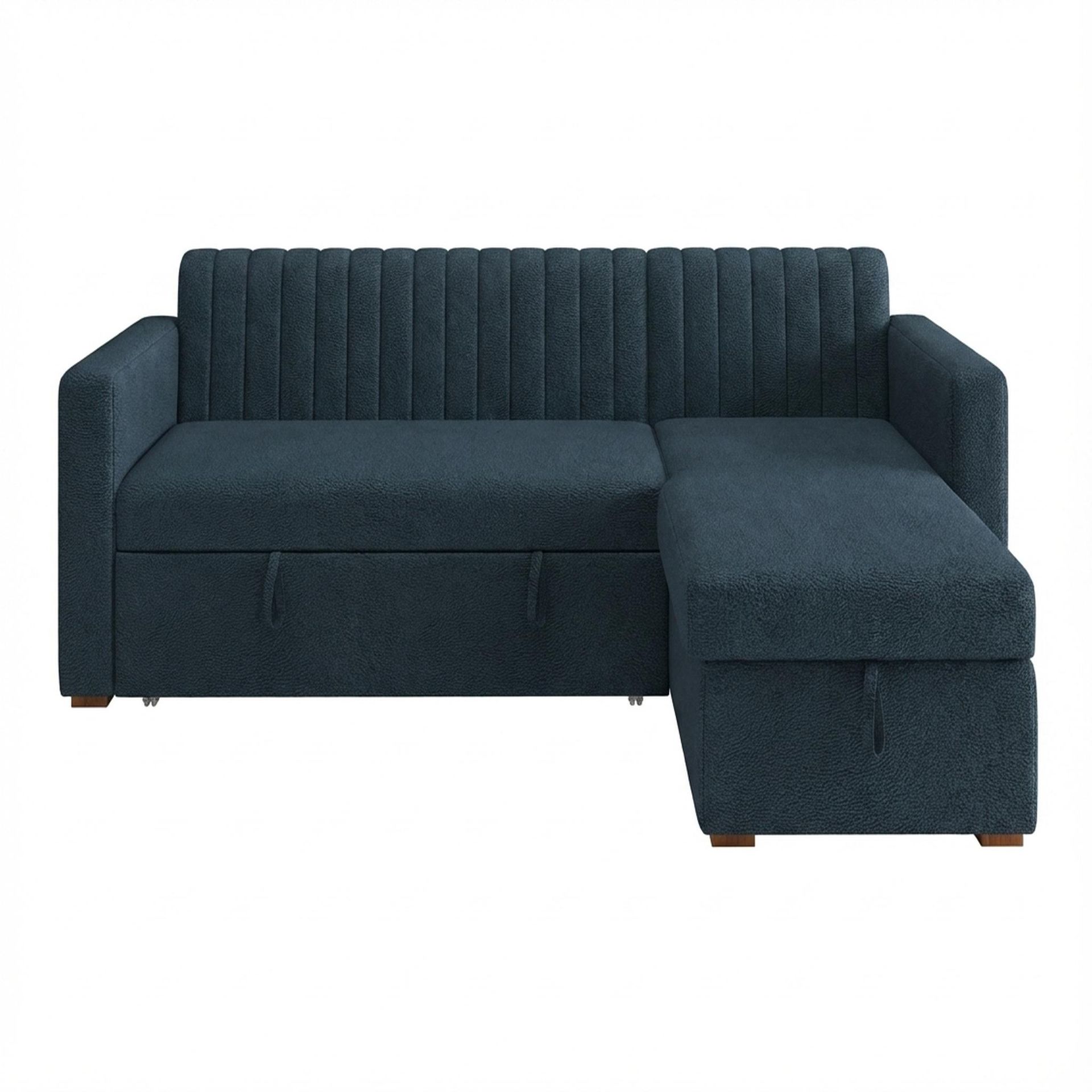 Hayden Home Premium Grove Paradise Sofa Bed, Warm Cedar Legs, Essential Vintage Blue Upholstery