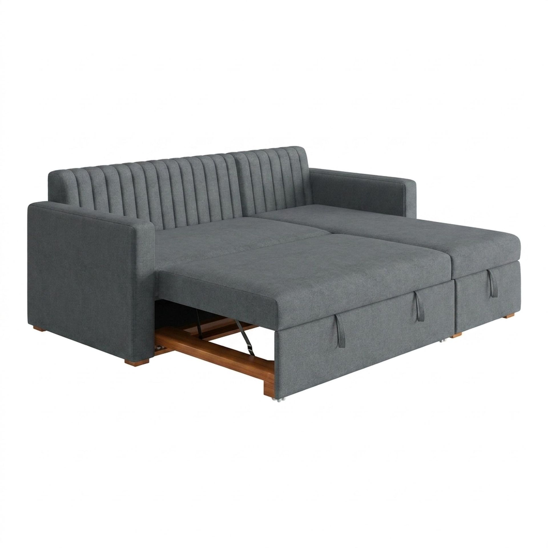 Hayden Home Premium Grove Paradise Sofa Bed, Warm Cedar Legs, Premium Steel Grey Upholstery