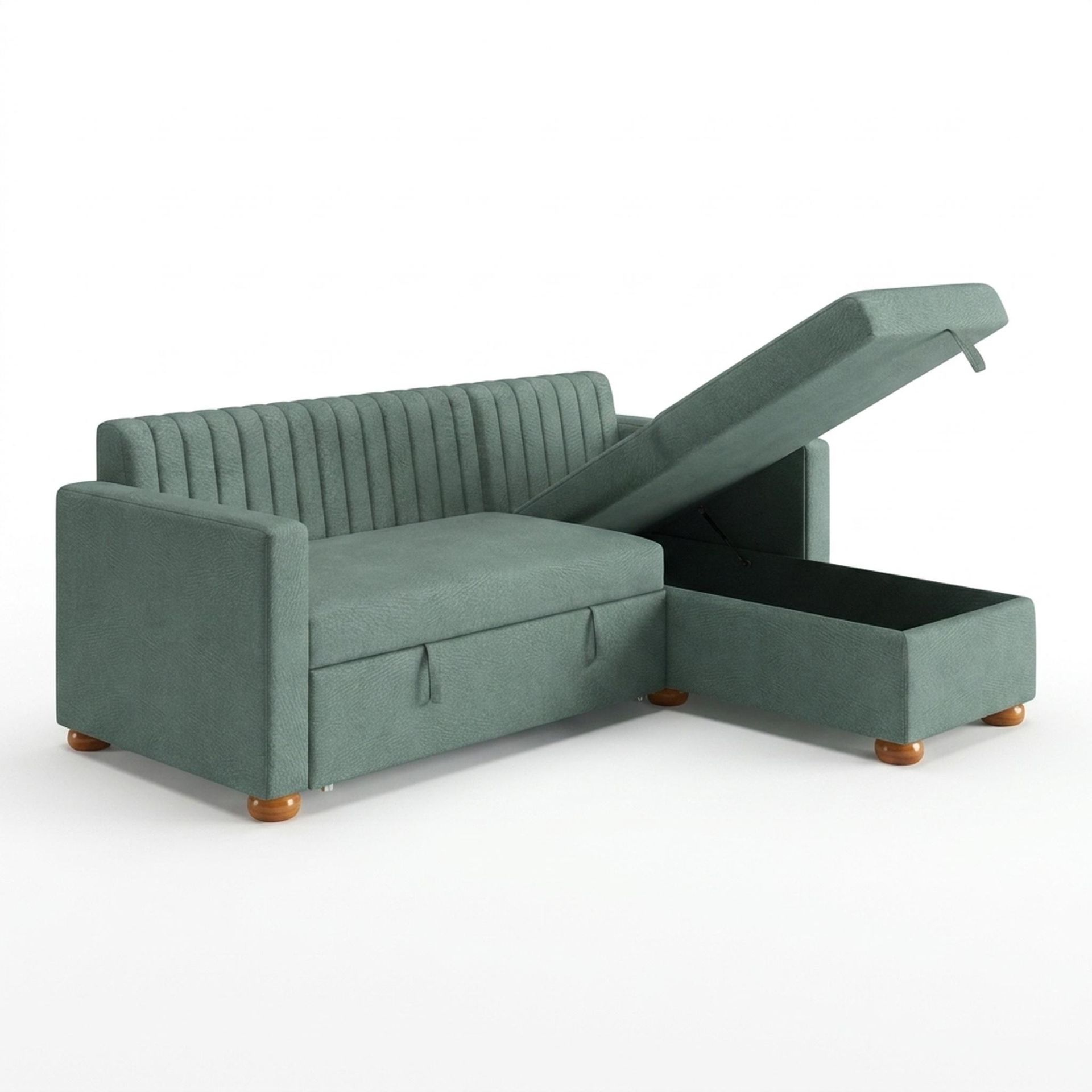 Hayden Home Premium Grove Paradise Sofa Bed, Warm Cedar Legs, Premium Mint Green Upholstery