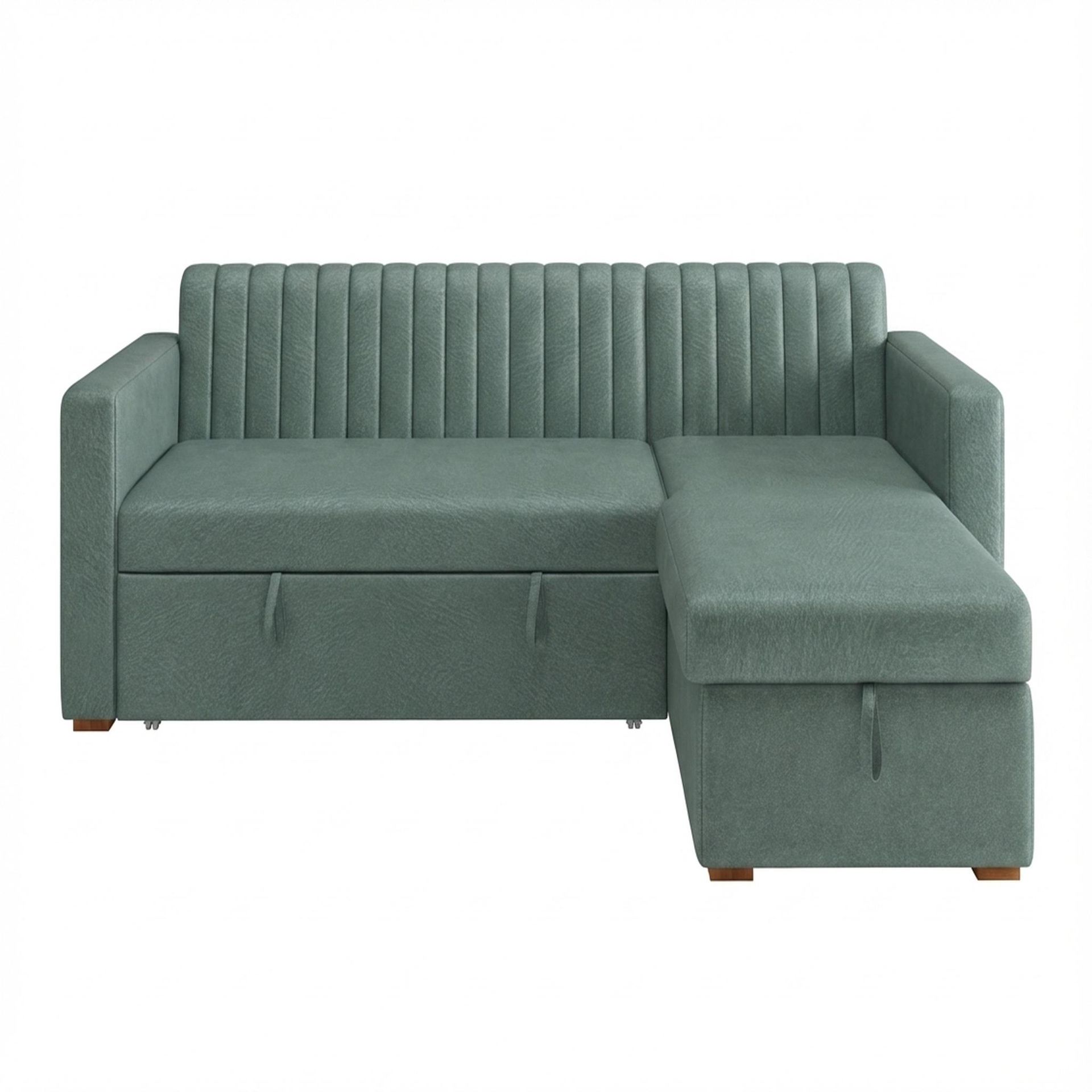 Hayden Home Premium Grove Paradise Sofa Bed, Warm Cedar Legs, Premium Mint Green Upholstery
