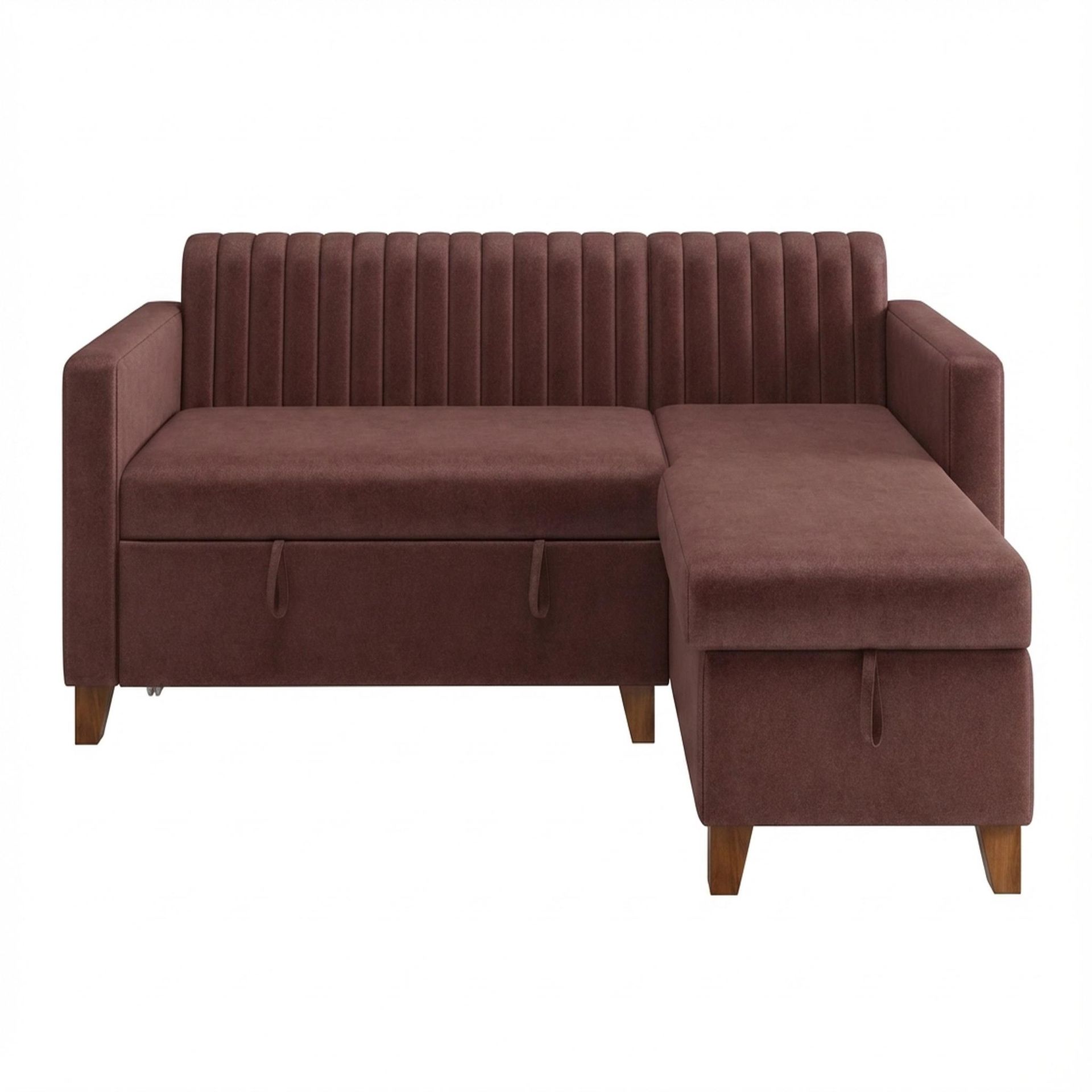Hayden Home Premium Grove Paradise Sofa Bed, Warm Cedar Legs, Premium Ballet Pink Upholstery