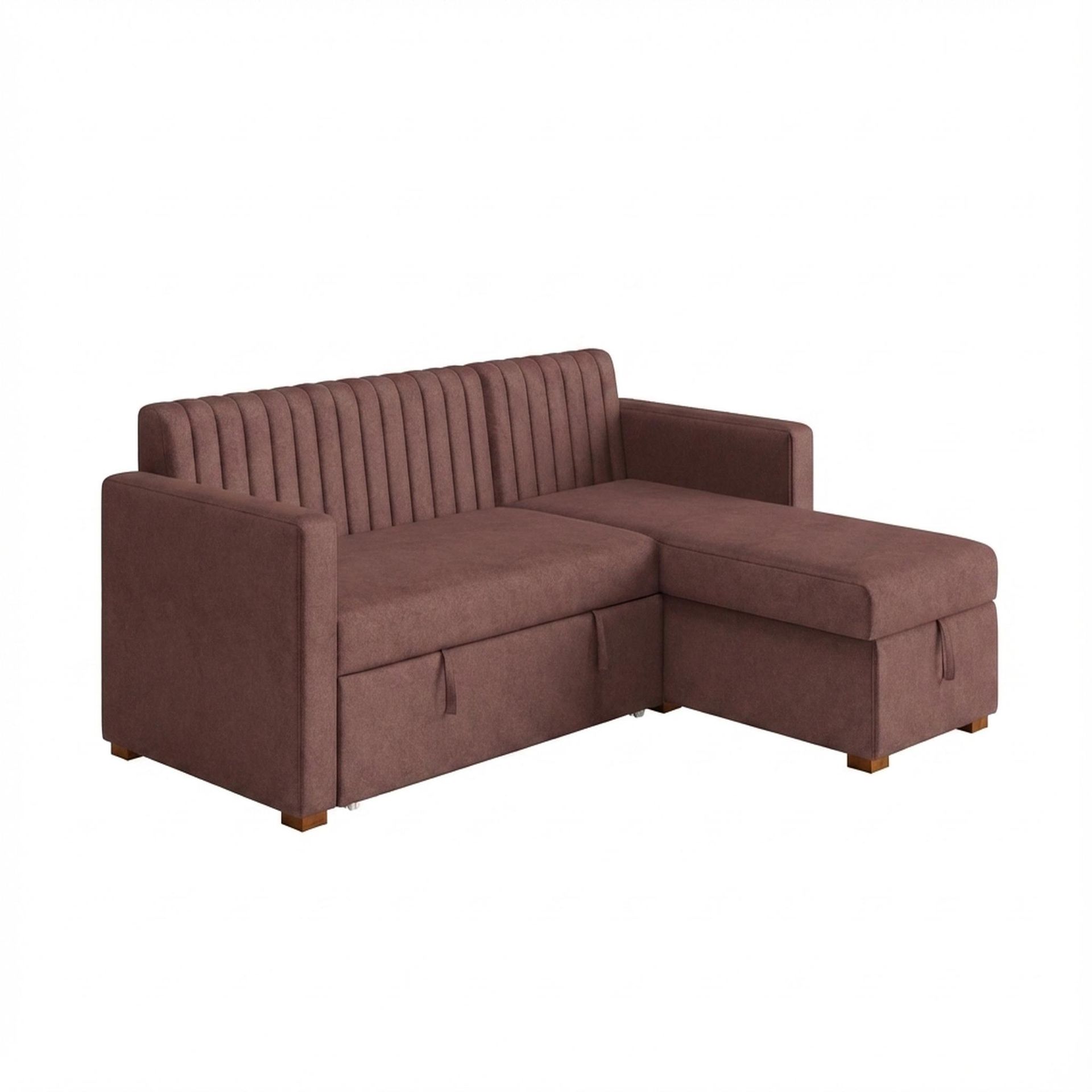 Hayden Home Premium Grove Paradise Sofa Bed, Warm Cedar Legs, Premium Ballet Pink Upholstery