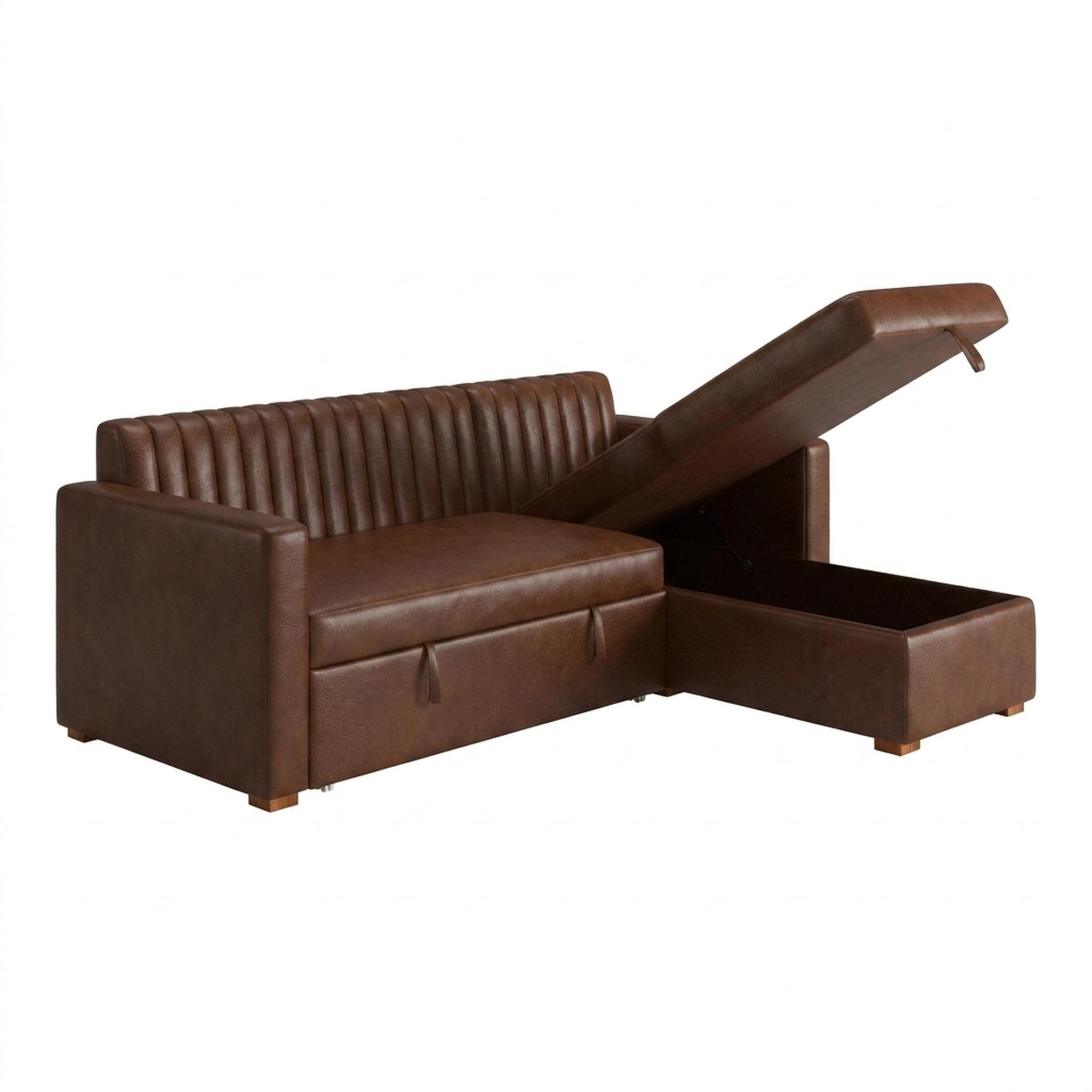 Hayden Home Premium Grove Paradise Sofa Bed, Warm Cedar Legs, Premium Rust Orange Upholstery