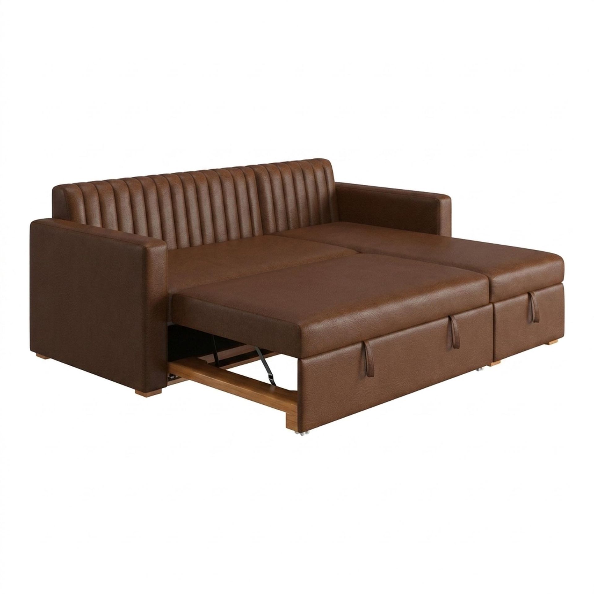 Hayden Home Premium Grove Paradise Sofa Bed, Warm Cedar Legs, Premium Rust Orange Upholstery