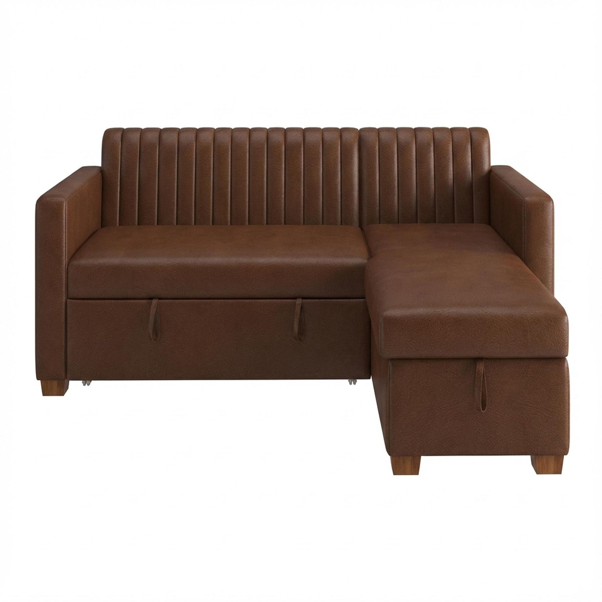 Hayden Home Premium Grove Paradise Sofa Bed, Warm Cedar Legs, Premium Rust Orange Upholstery