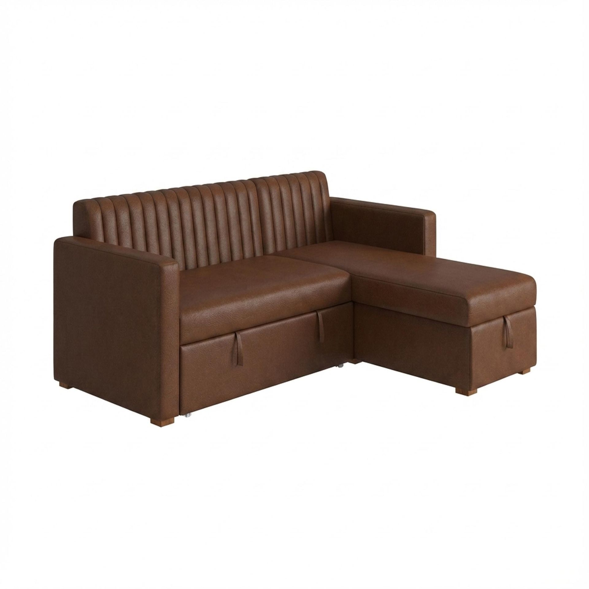 Hayden Home Premium Grove Paradise Sofa Bed, Warm Cedar Legs, Premium Rust Orange Upholstery