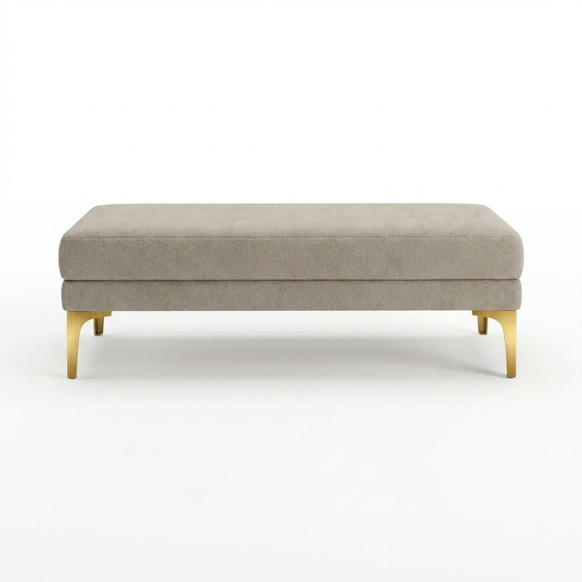 Hayden Home Premium Grove Retreat Bench, PVD Brushed Gold Legs, Essential Bone Upholstery