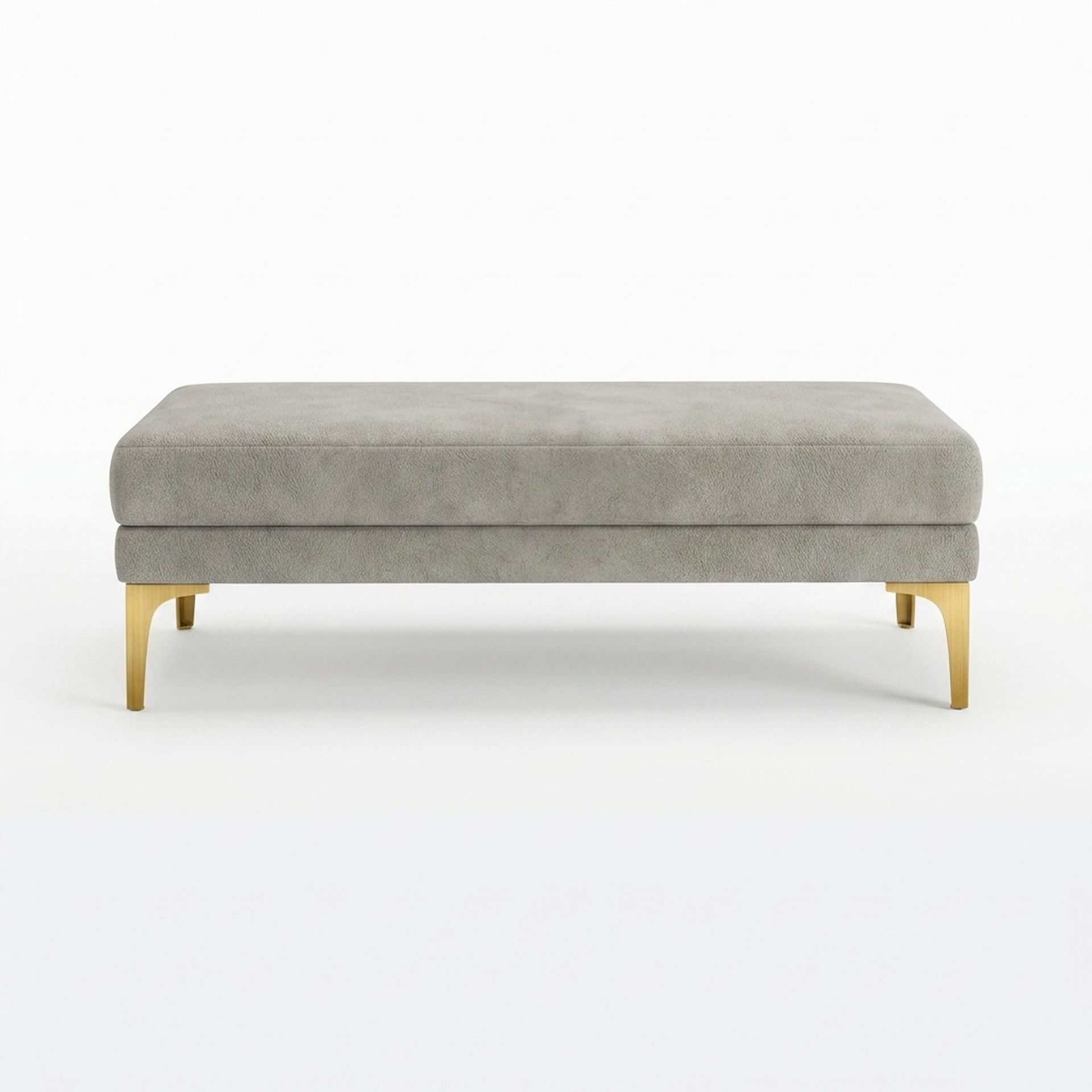 Hayden Home Premium Grove Retreat Bench, PVD Brushed Gold Legs, Essential Bone Upholstery