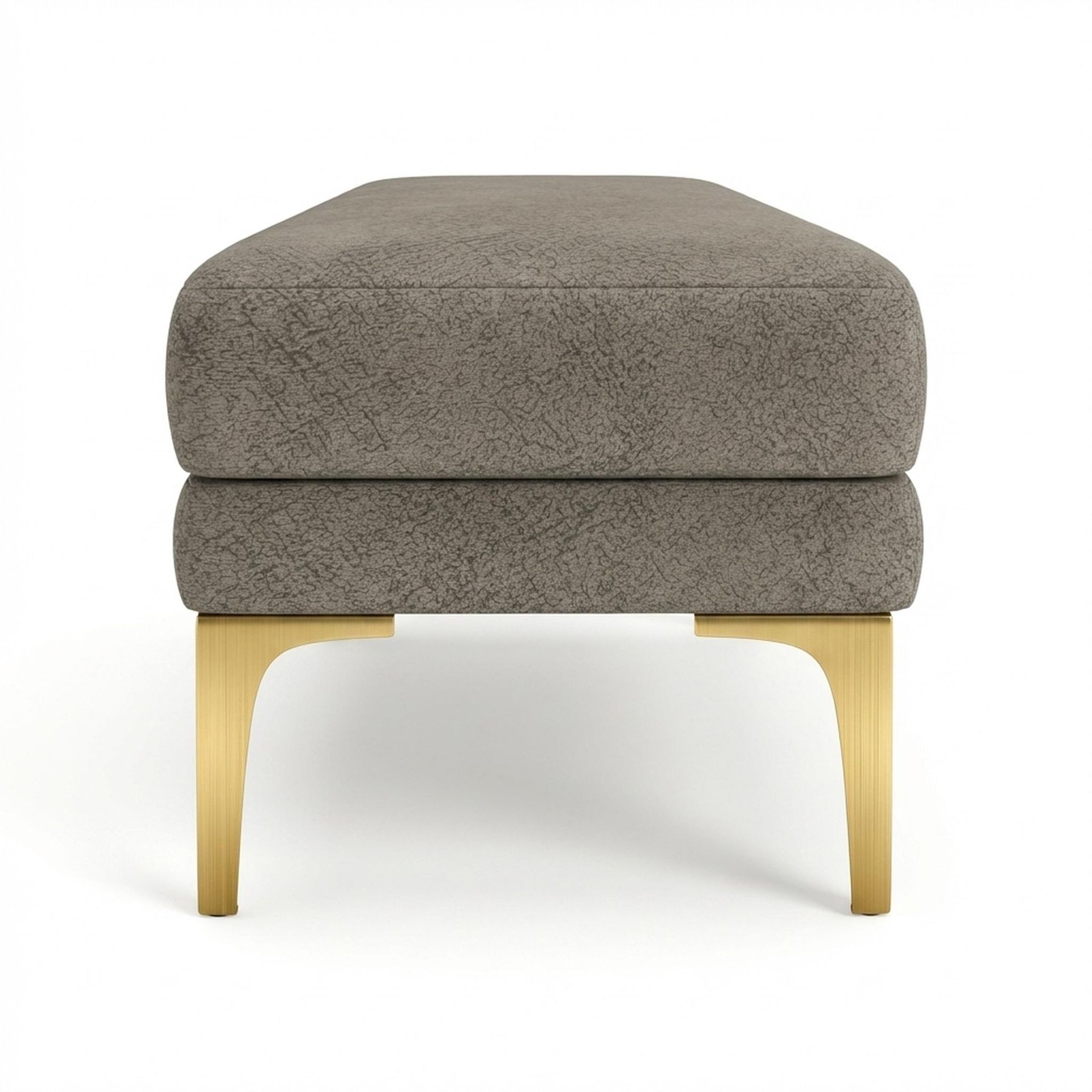 Hayden Home Premium Grove Retreat Bench, PVD Brushed Gold Legs, Essential Biscuit Upholstery