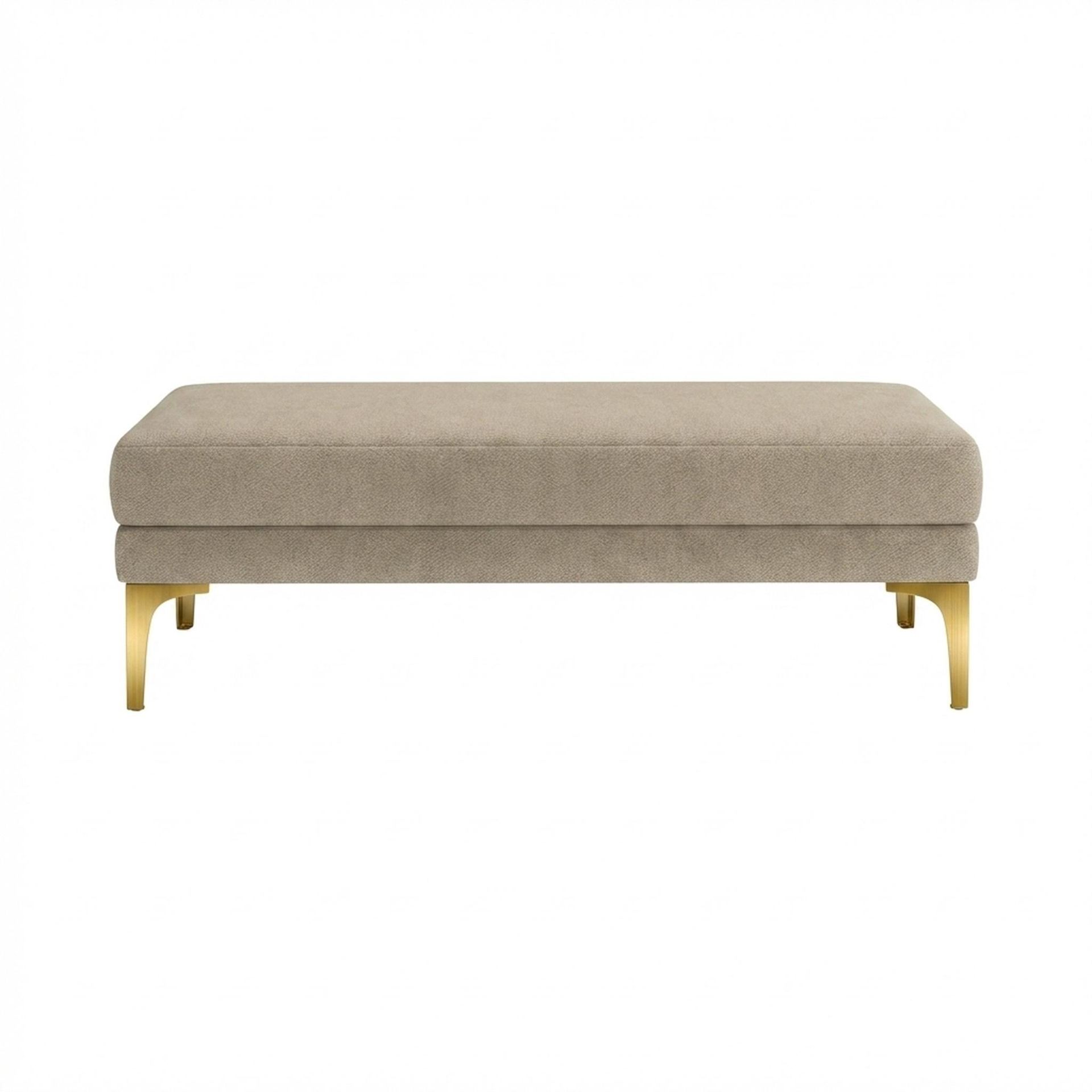Hayden Home Premium Grove Retreat Bench, PVD Brushed Gold Legs, Premium Alabaster Upholstery