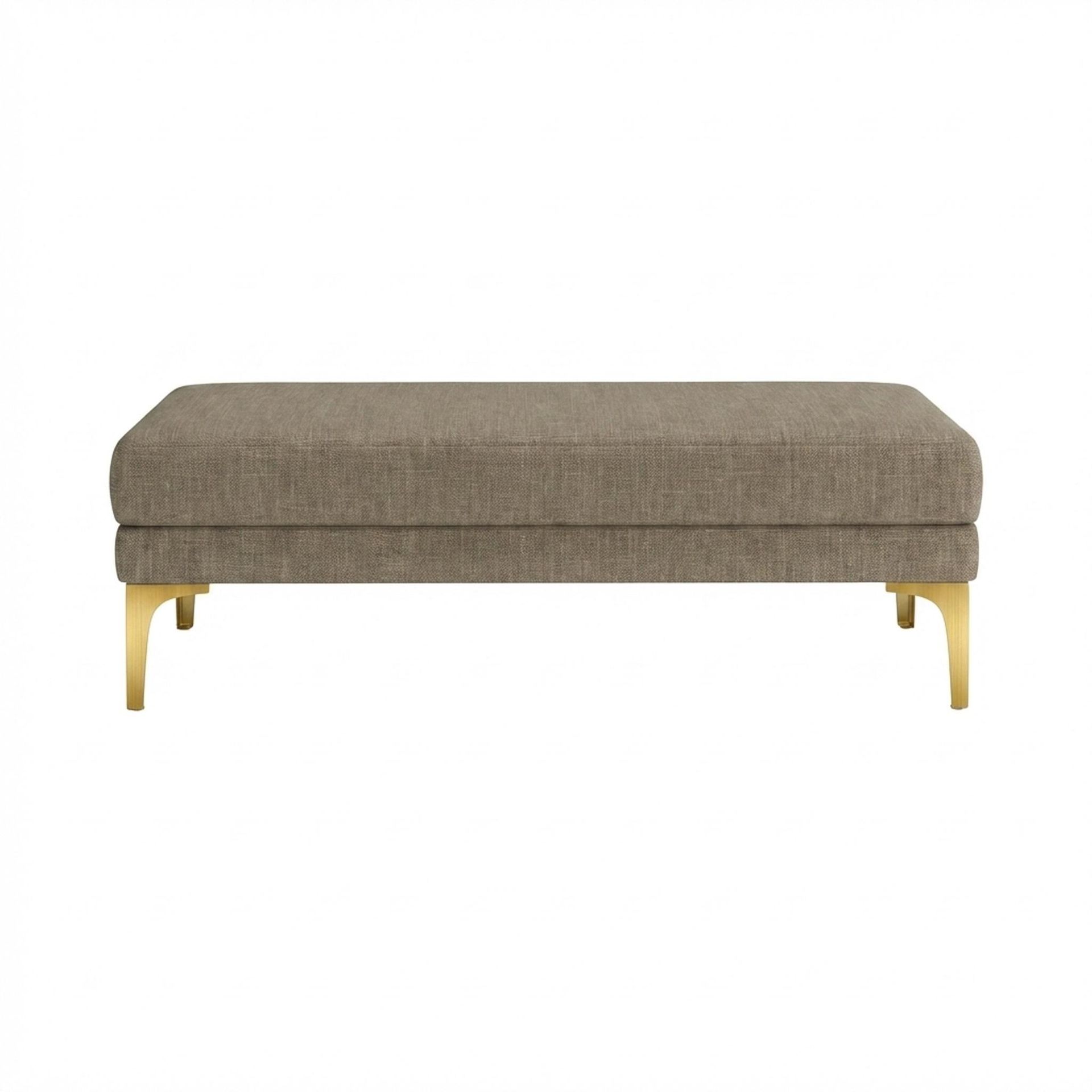 Hayden Home Premium Grove Retreat Bench, PVD Brushed Gold Legs, Premium Dusky Biege Upholstery
