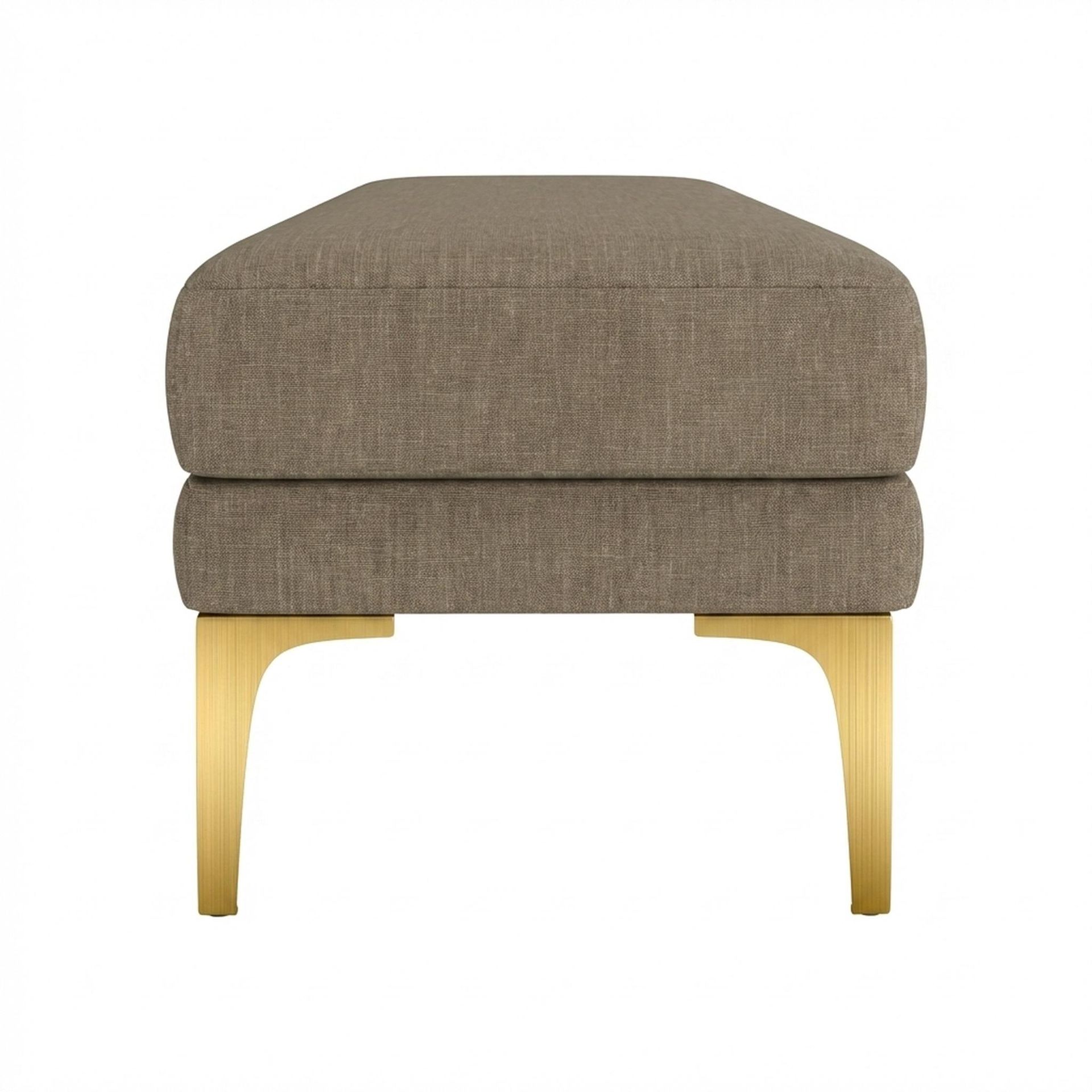 Hayden Home Premium Grove Retreat Bench, PVD Brushed Gold Legs, Premium Dusky Biege Upholstery