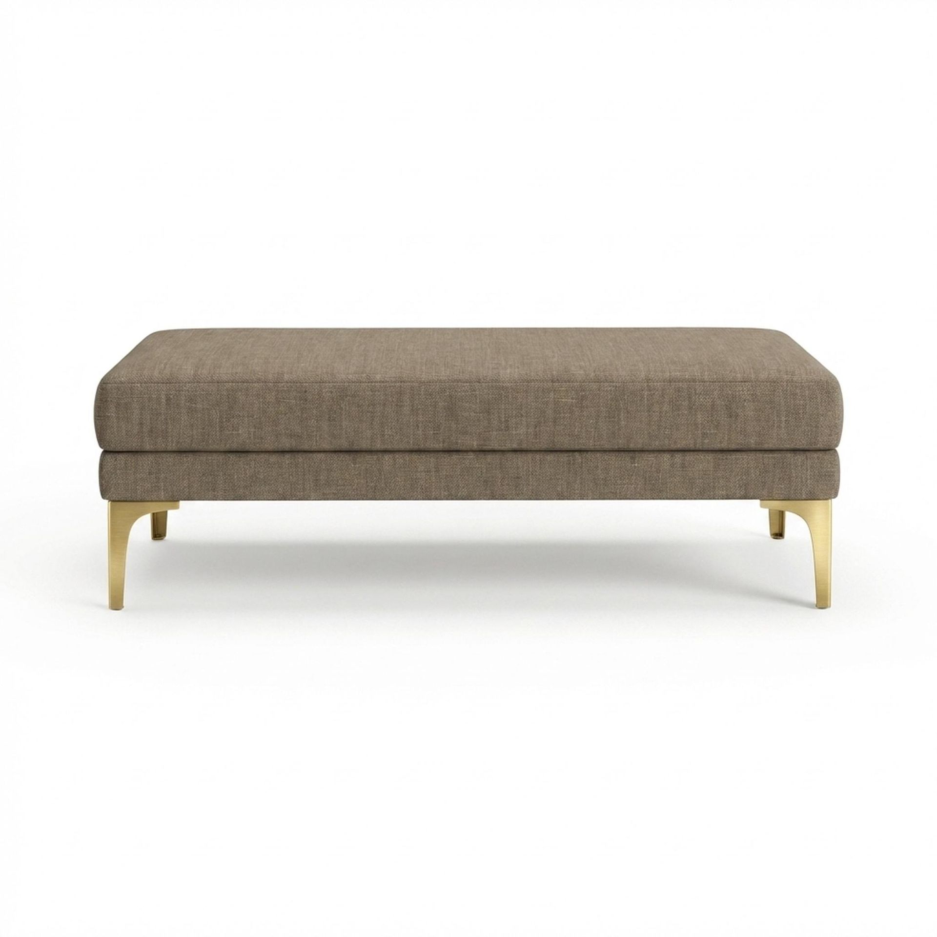 Hayden Home Premium Grove Retreat Bench, PVD Brushed Gold Legs, Premium Dusky Biege Upholstery
