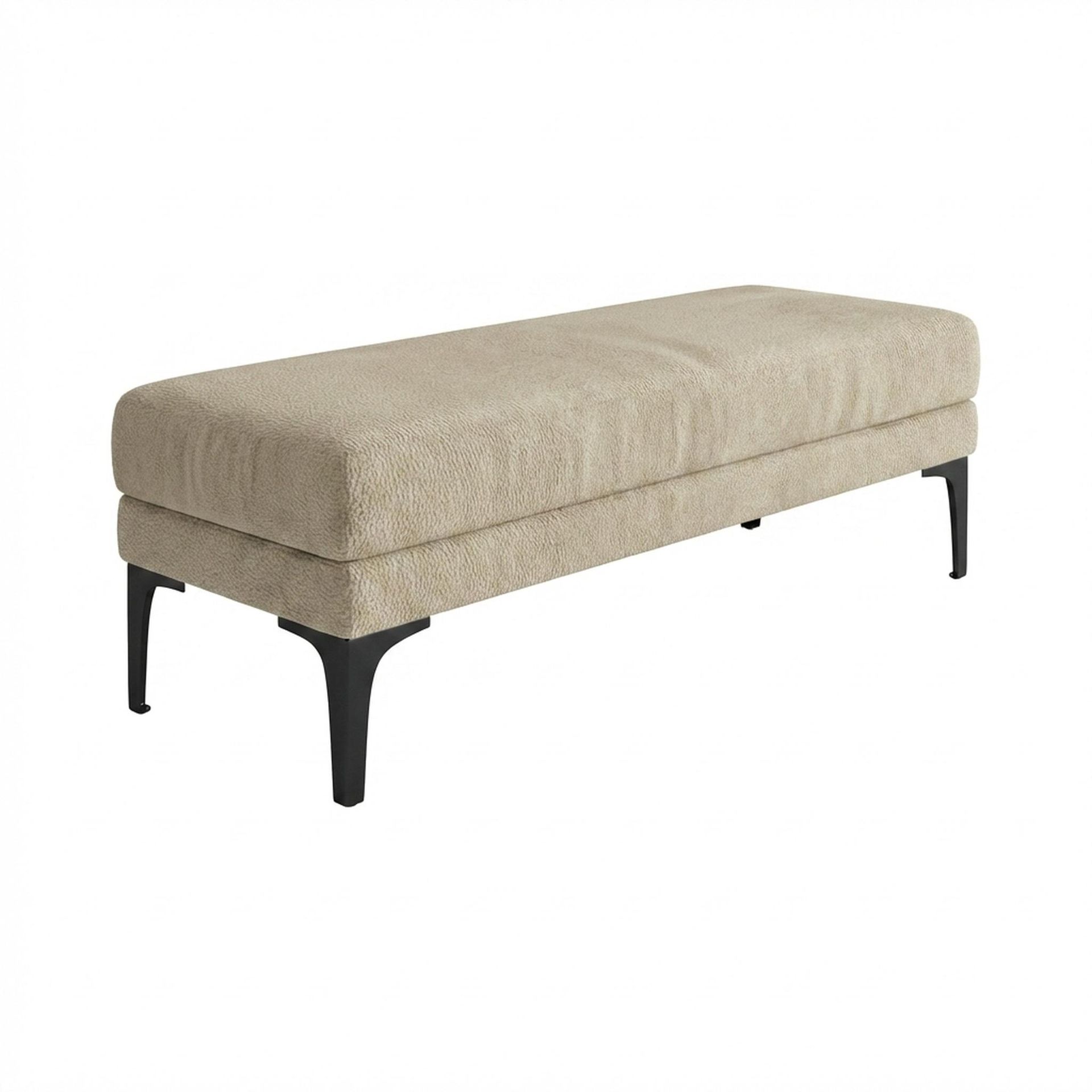 Hayden Home Premium Grove Retreat Bench, Matt Black Legs, Essential Sand Upholstery