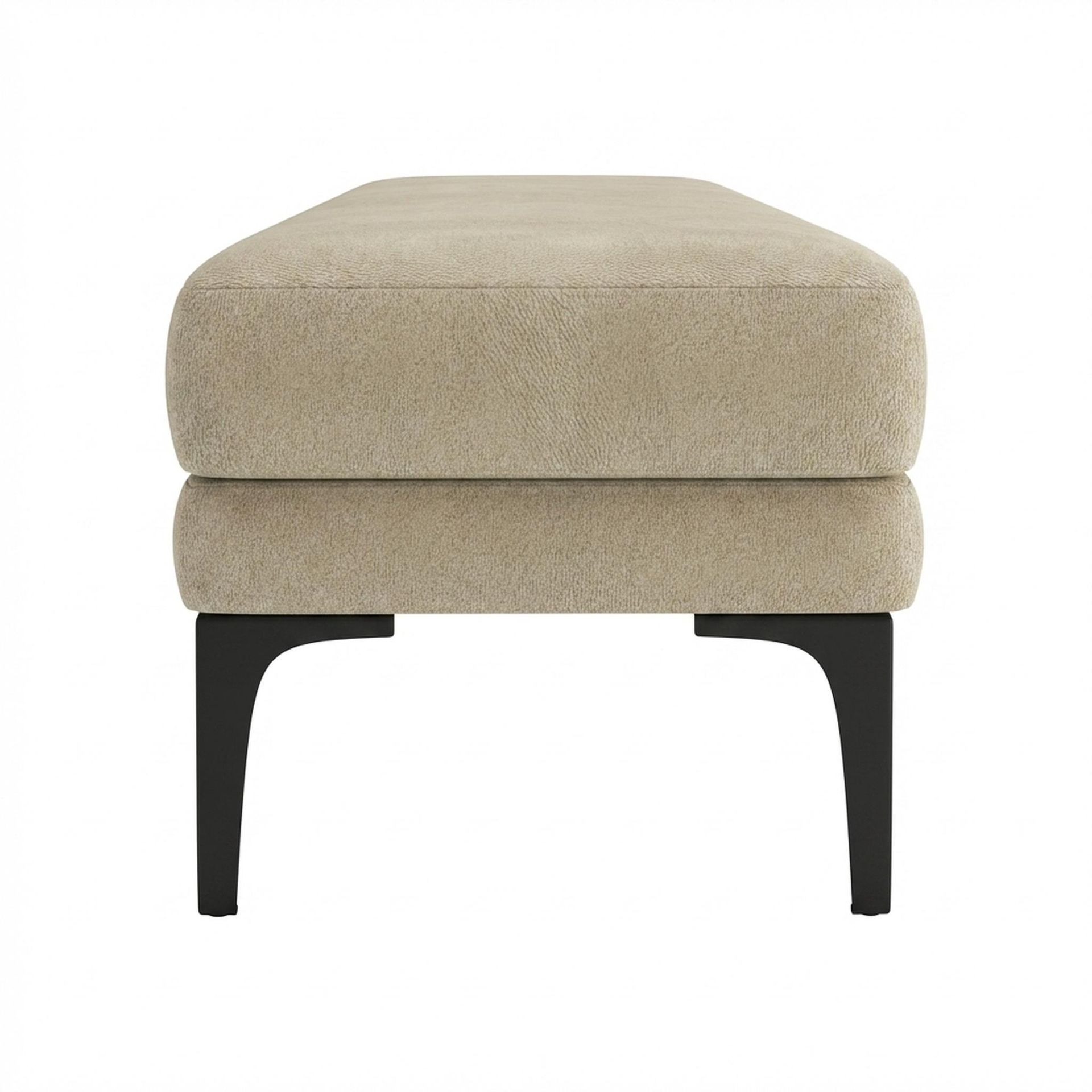 Hayden Home Premium Grove Retreat Bench, Matt Black Legs, Essential Sand Upholstery