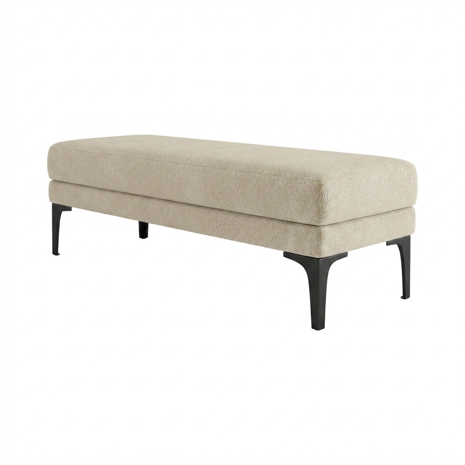 Hayden Home Premium Grove Retreat Bench, Matt Black Legs, Essential Sand Upholstery