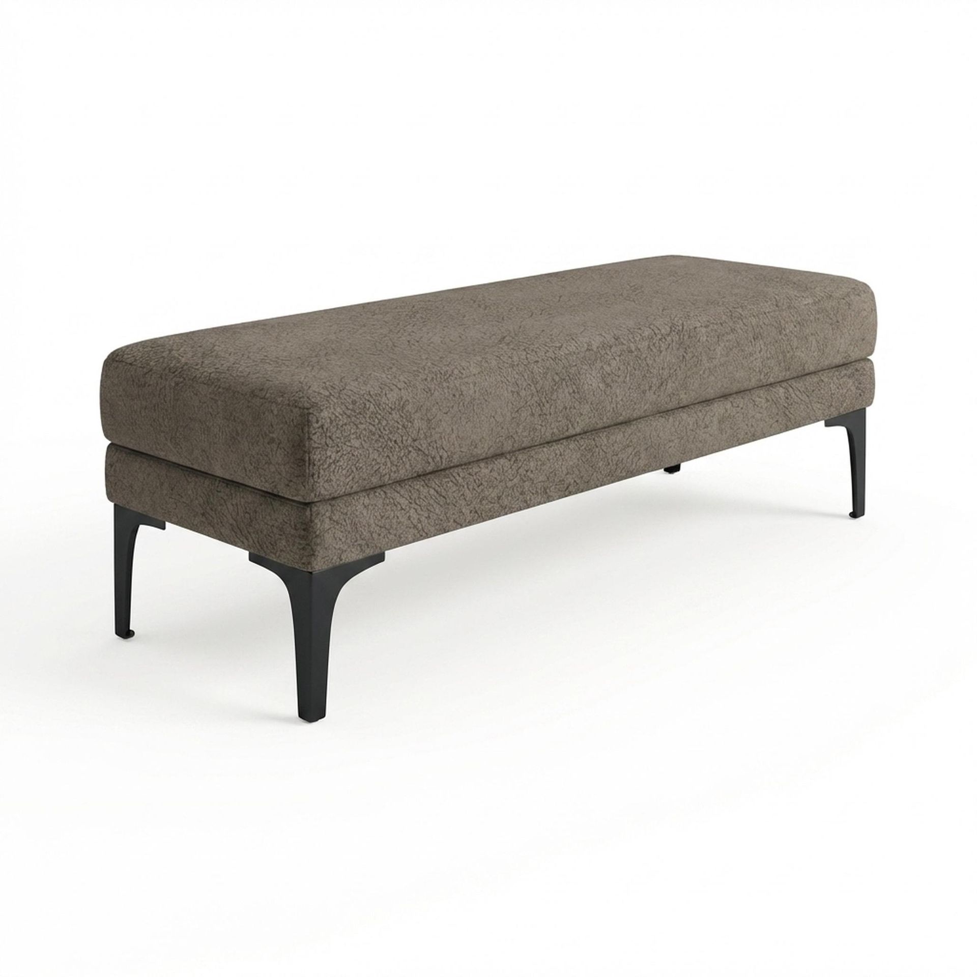 Hayden Home Premium Grove Retreat Bench, Matt Black Legs, Essential Biscuit Upholstery