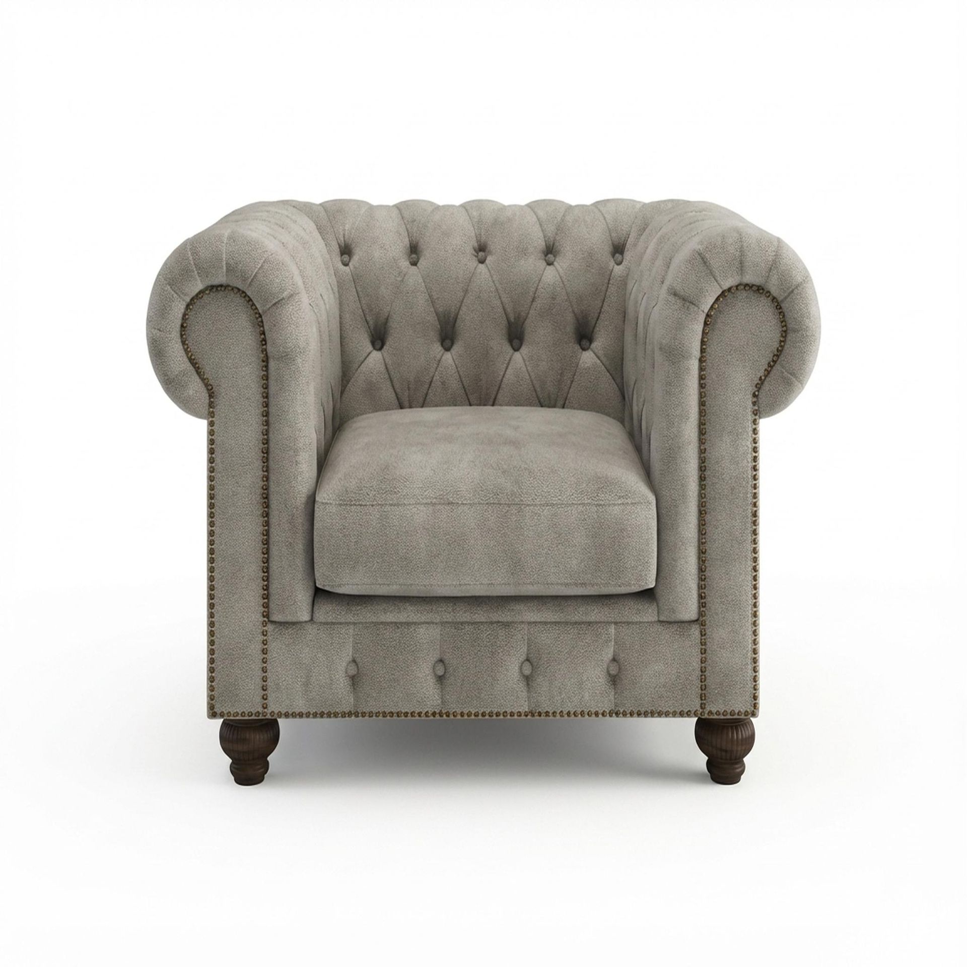 Hayden Home Premium Cambridge 1 Seater Sofa, Coco Walnut Leg, Essential Bone Upholstery