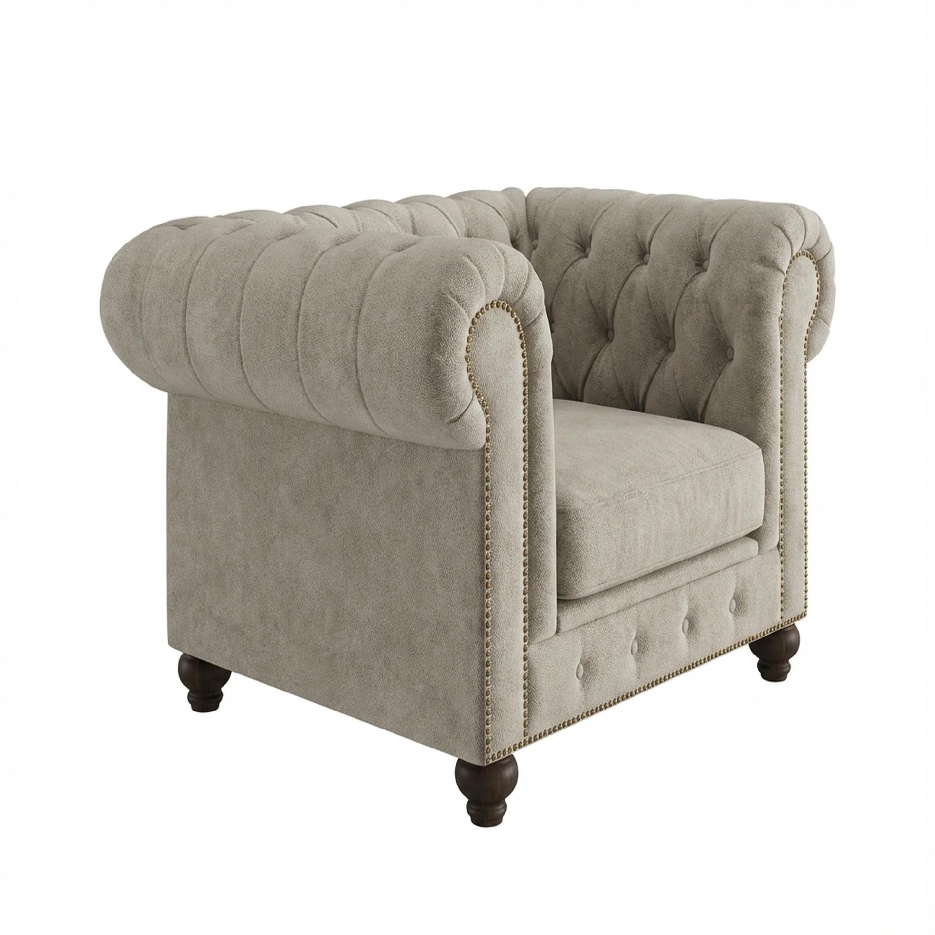 Hayden Home Premium Cambridge 1 Seater Sofa, Coco Walnut Leg, Essential Bone Upholstery