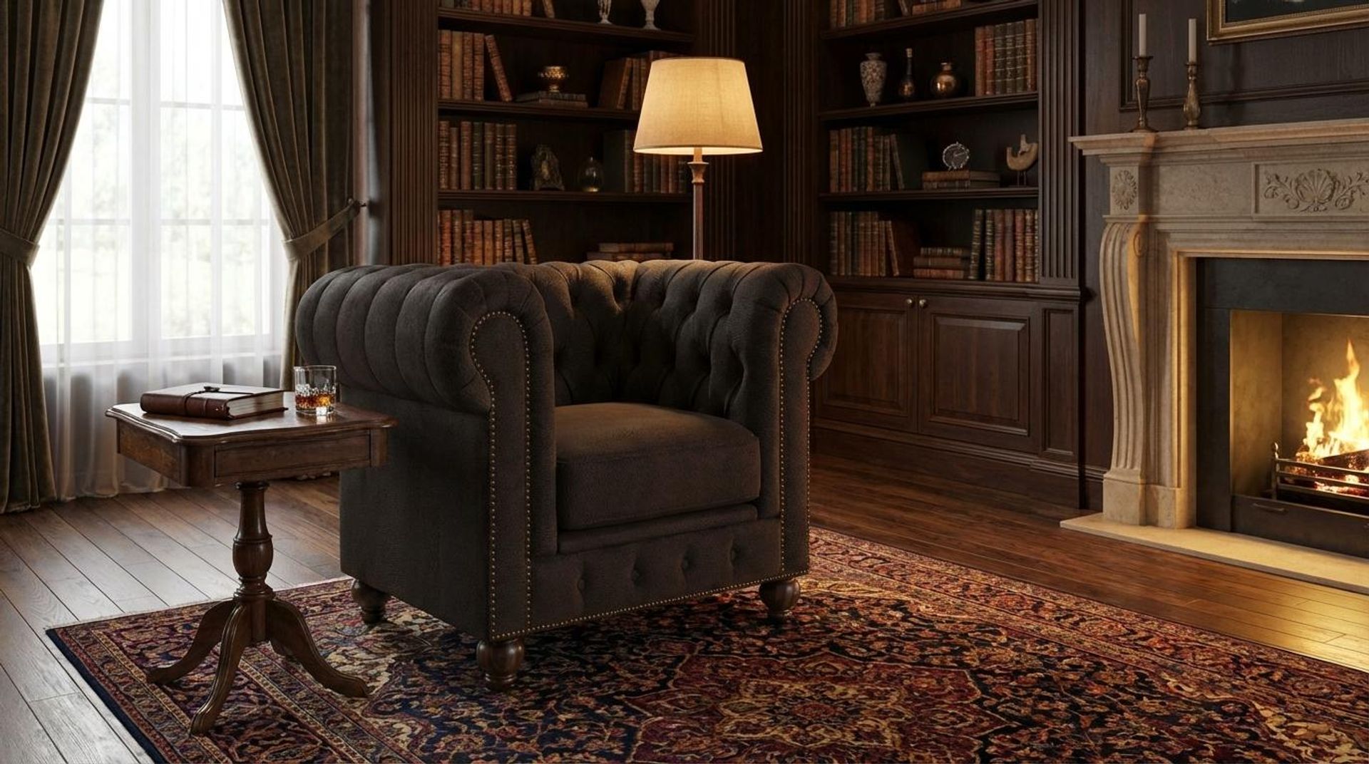 Hayden Home Premium Cambridge 1 Seater Sofa, Coco Walnut Leg, Essential Beige Brown Upholstery