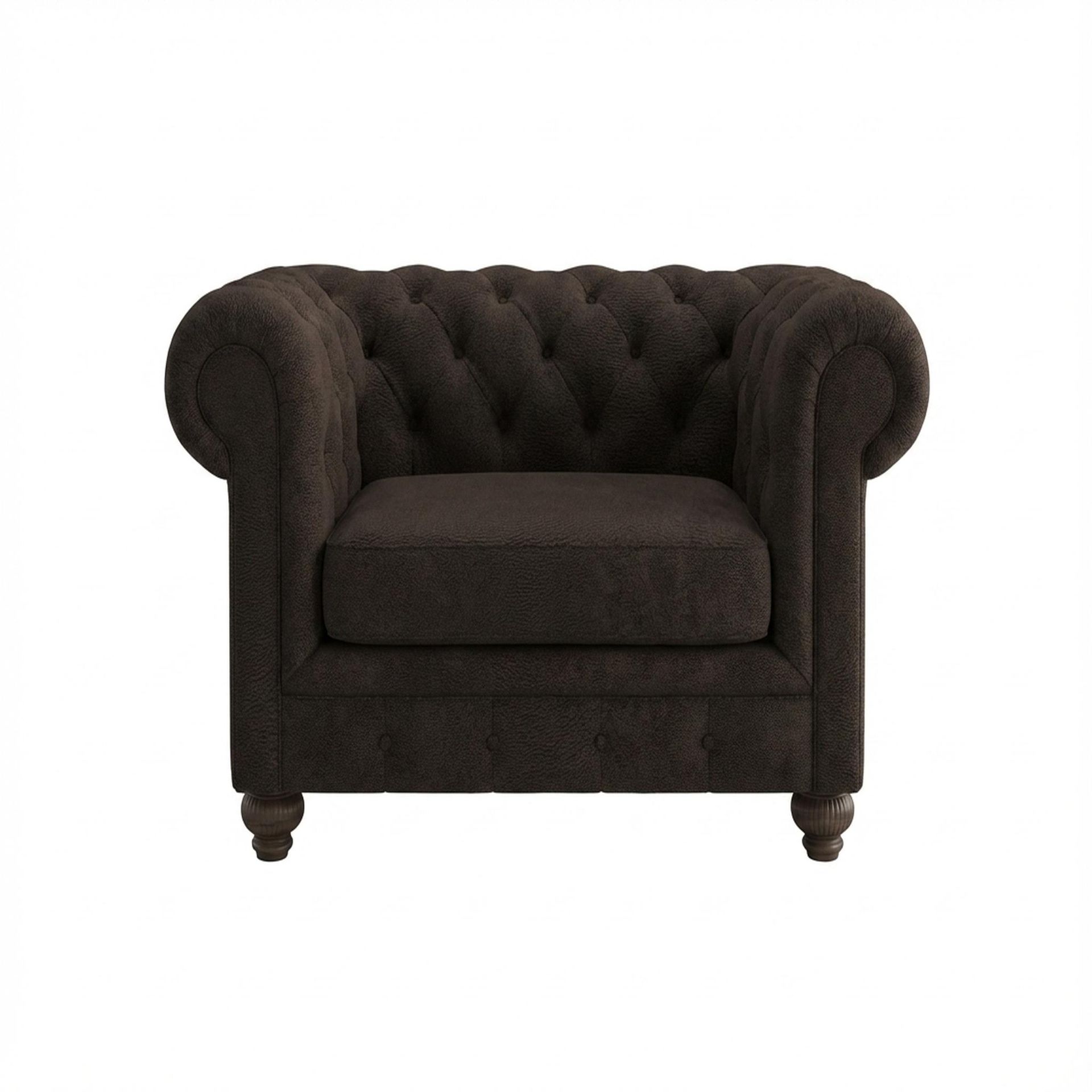 Hayden Home Premium Cambridge 1 Seater Sofa, Coco Walnut Leg, Essential Beige Brown Upholstery