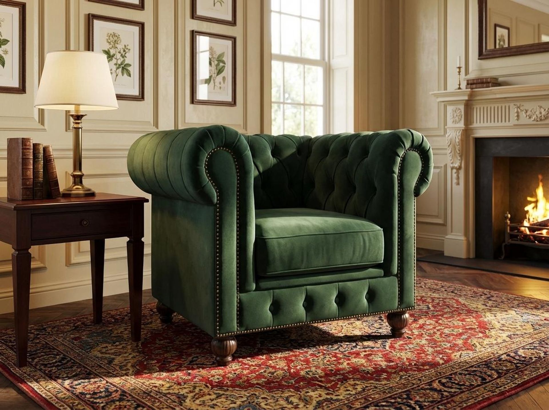 Hayden Home Premium Cambridge 1 Seater Sofa, Coco Walnut Leg, Premium Powder Green Upholstery