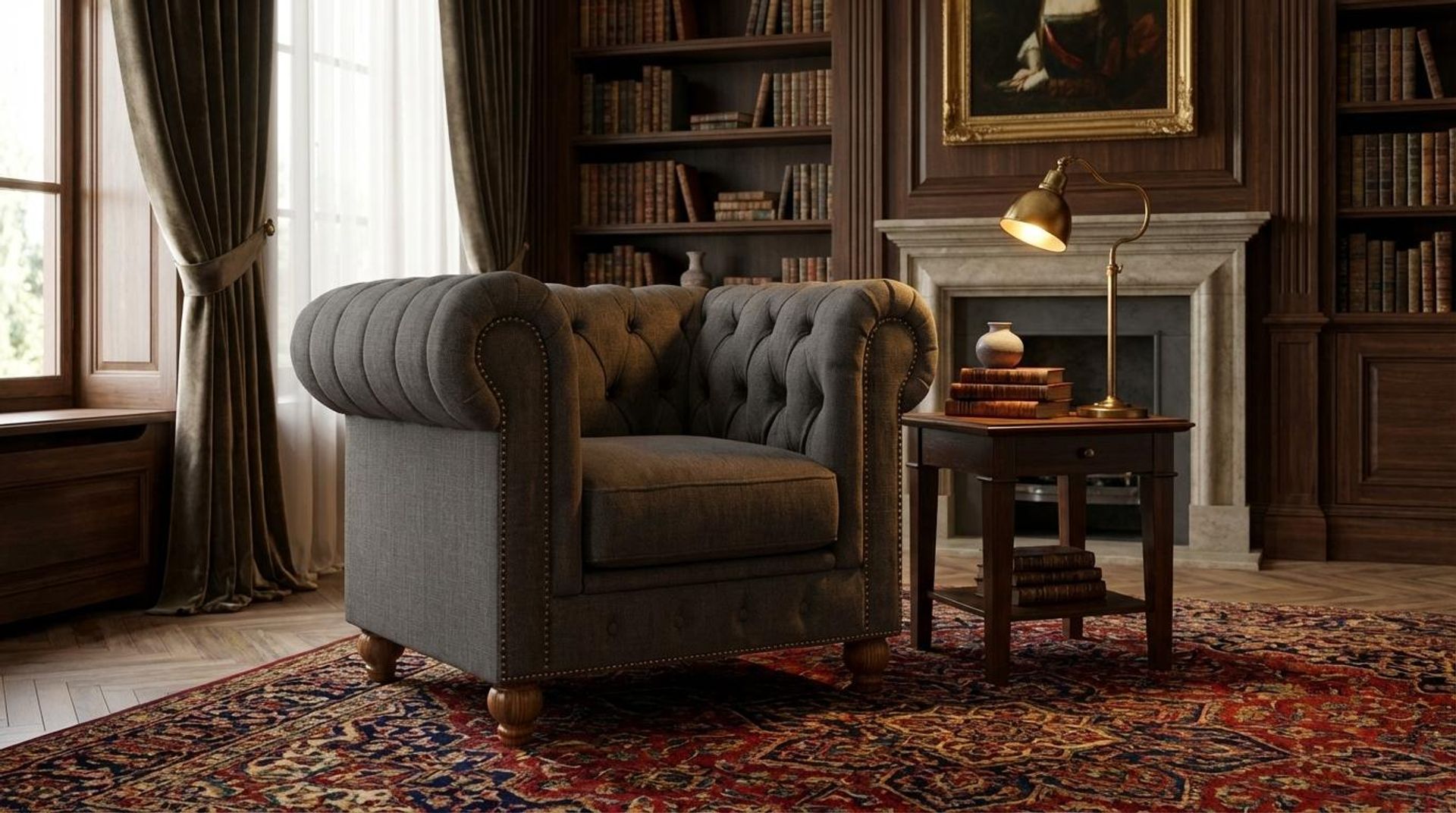 Hayden Home Premium Cambridge 1 Seater Sofa, Warm Cedar Leg, Essential Chestnut Brown Upholstery