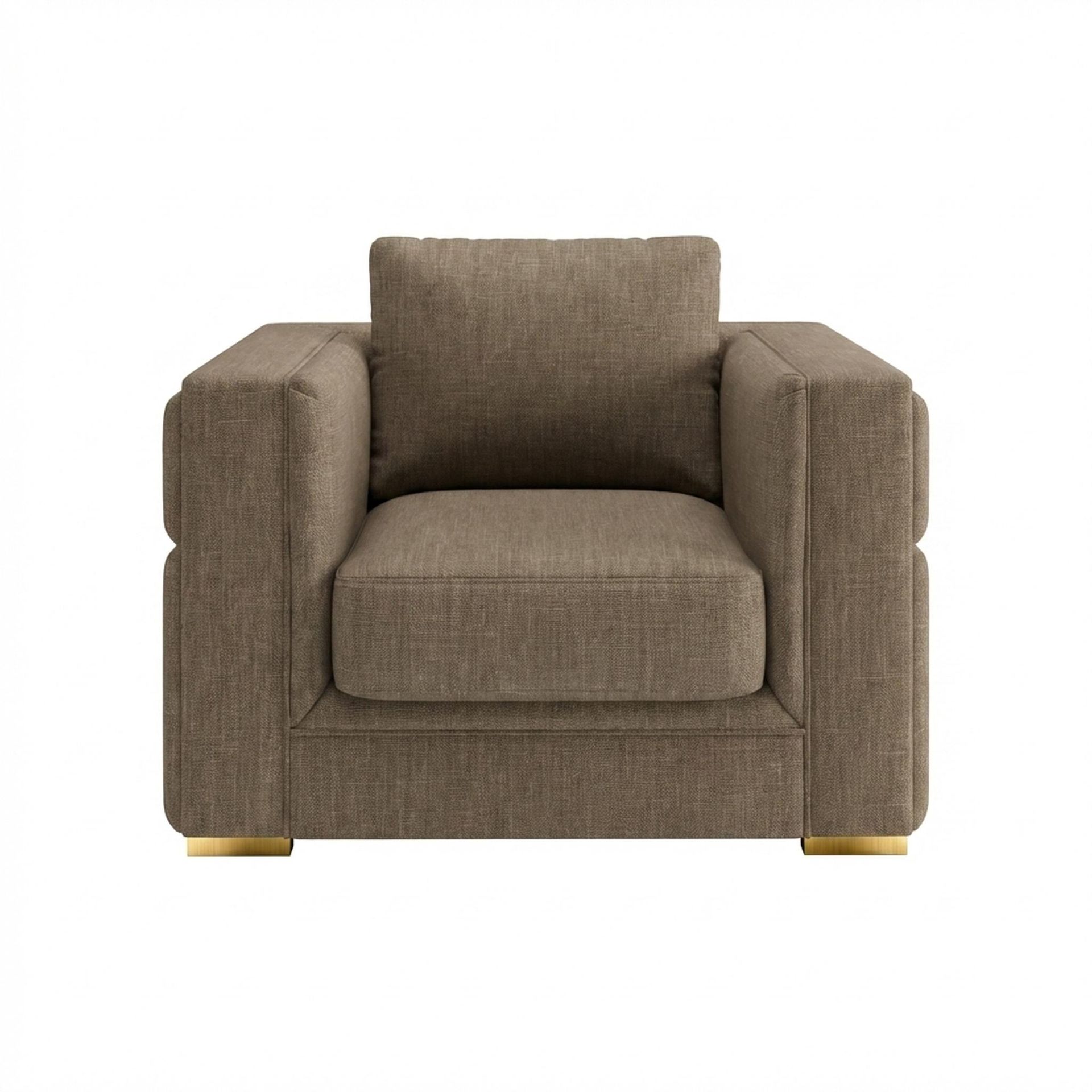 Hayden Home Premium Dubai 1 Seater Sofa, PVD Brushed Gold Leg, Premium Dusky Biege Upholstery