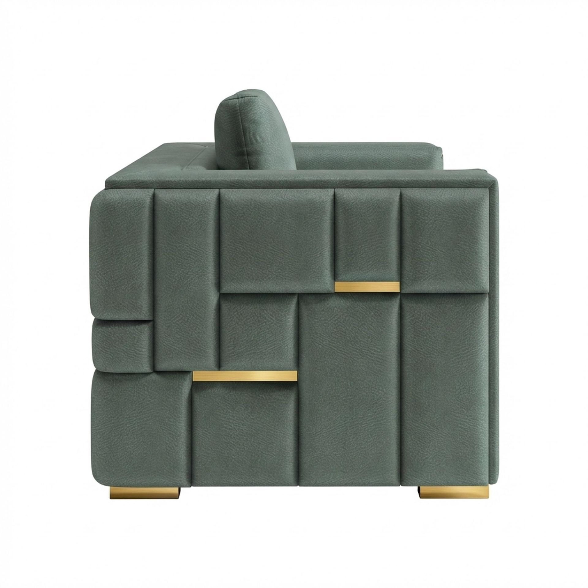Hayden Home Premium Dubai 1 Seater Sofa, PVD Brushed Gold Leg, Premium Mint Green Upholstery