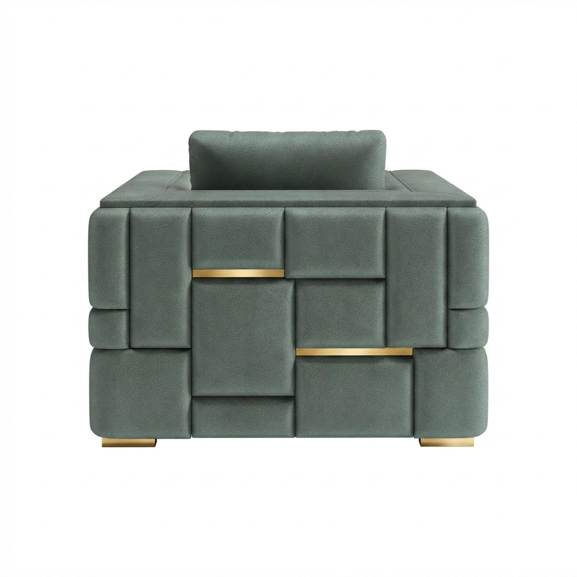 Hayden Home Premium Dubai 1 Seater Sofa, PVD Brushed Gold Leg, Premium Mint Green Upholstery