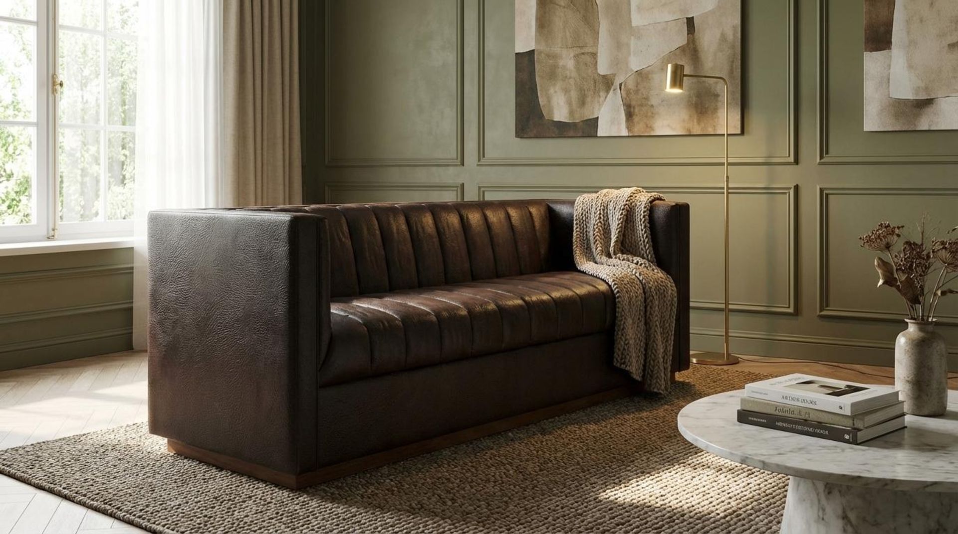 Hayden Home Premium Lagos 3 Seater Sofa, Warm Cedar Leg, Essential Beige Brown Upholstery