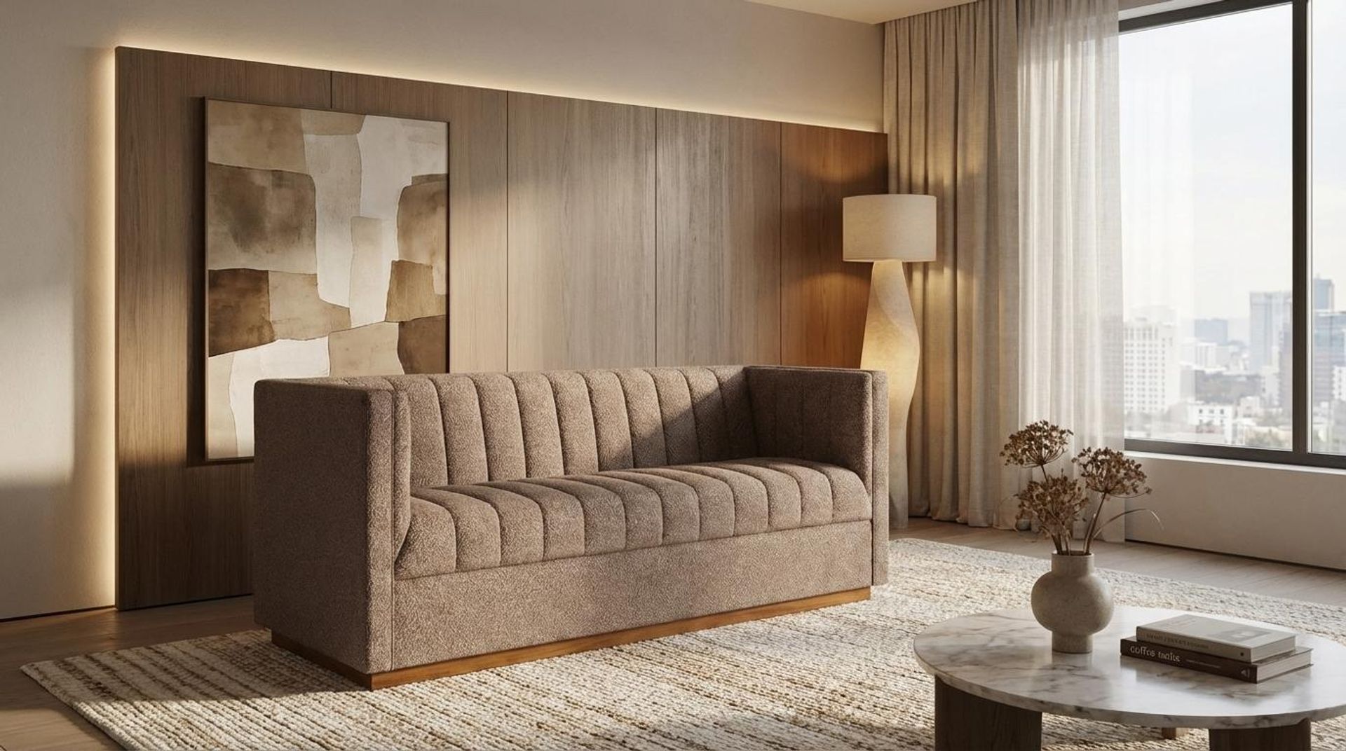 Hayden Home Premium Lagos 3 Seater Sofa, Warm Cedar Leg, Essential Ballet Slipper Upholstery