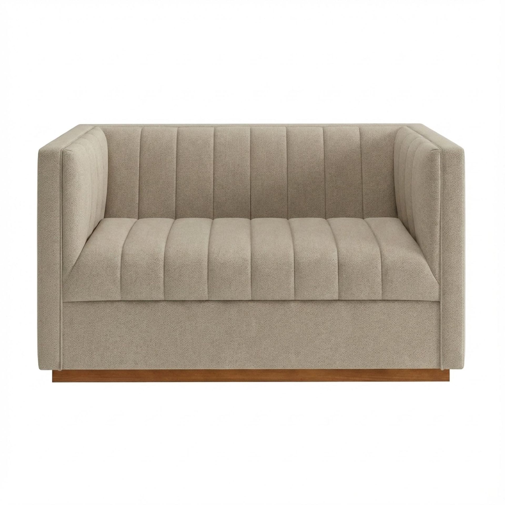 Hayden Home Premium Lagos 2 Seater Sofa, Warm Cedar Leg, Premium Alabaster Upholstery