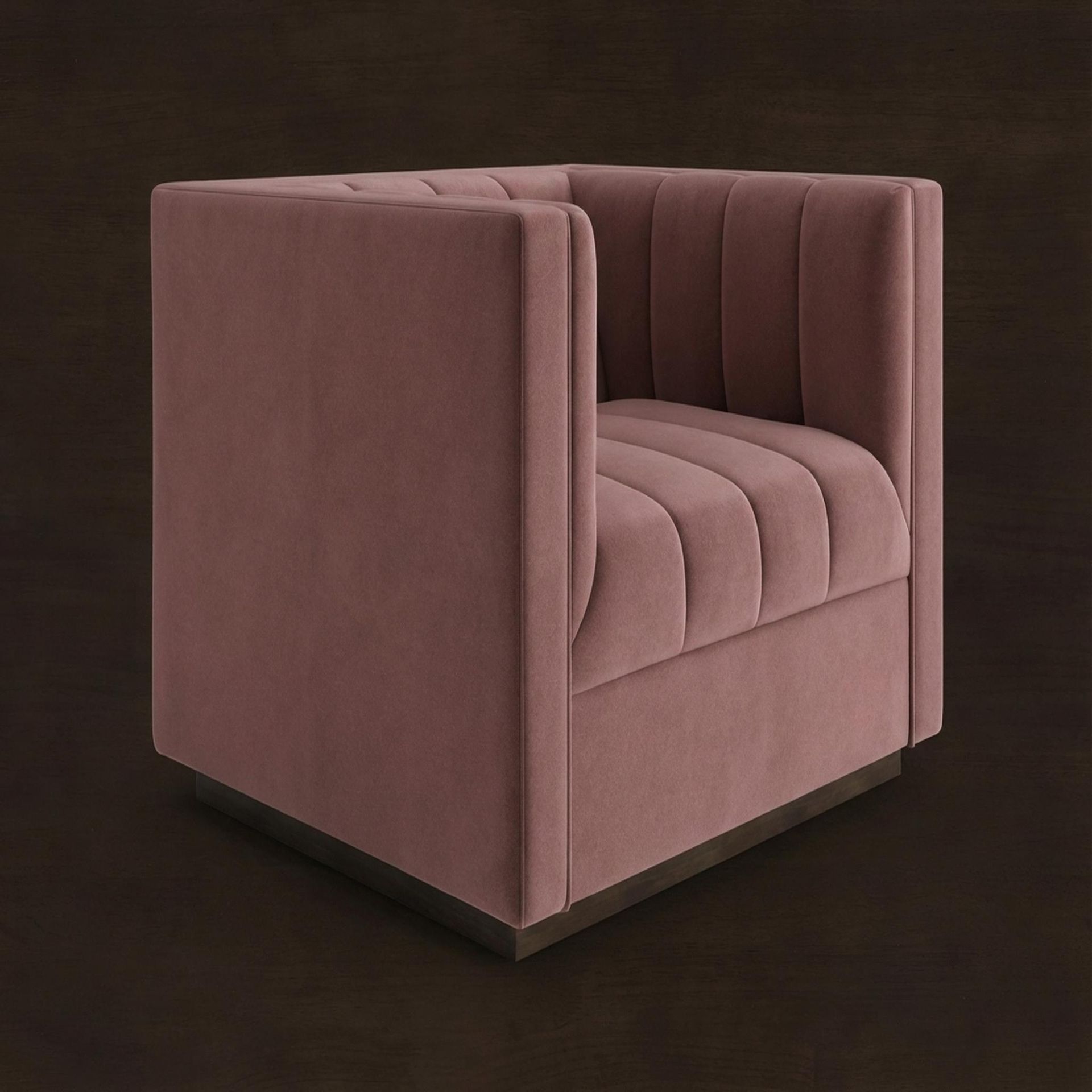 Hayden Home Premium Lagos 1 Seater Sofa, Coco Walnut Leg, Premium Ballet Pink Upholstery