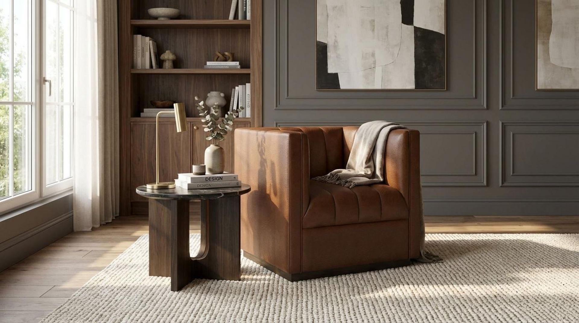 Hayden Home Premium Lagos 1 Seater Sofa, Coco Walnut Leg, Premium Rust Orange Upholstery