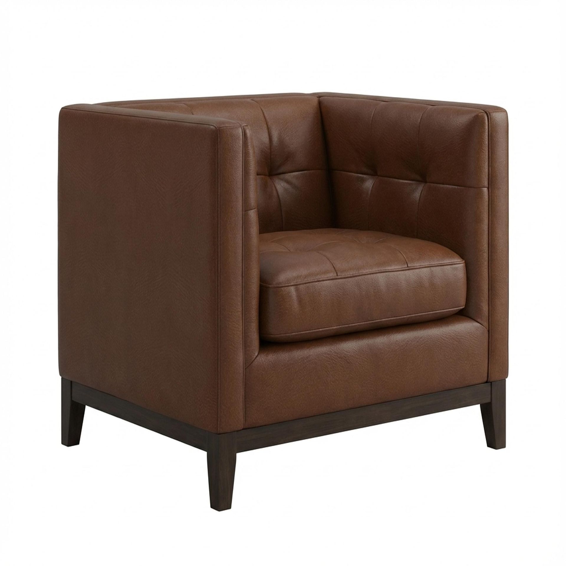 Hayden Home Premium Lagos 1 Seater Sofa, Coco Walnut Leg, Premium Rust Orange Upholstery