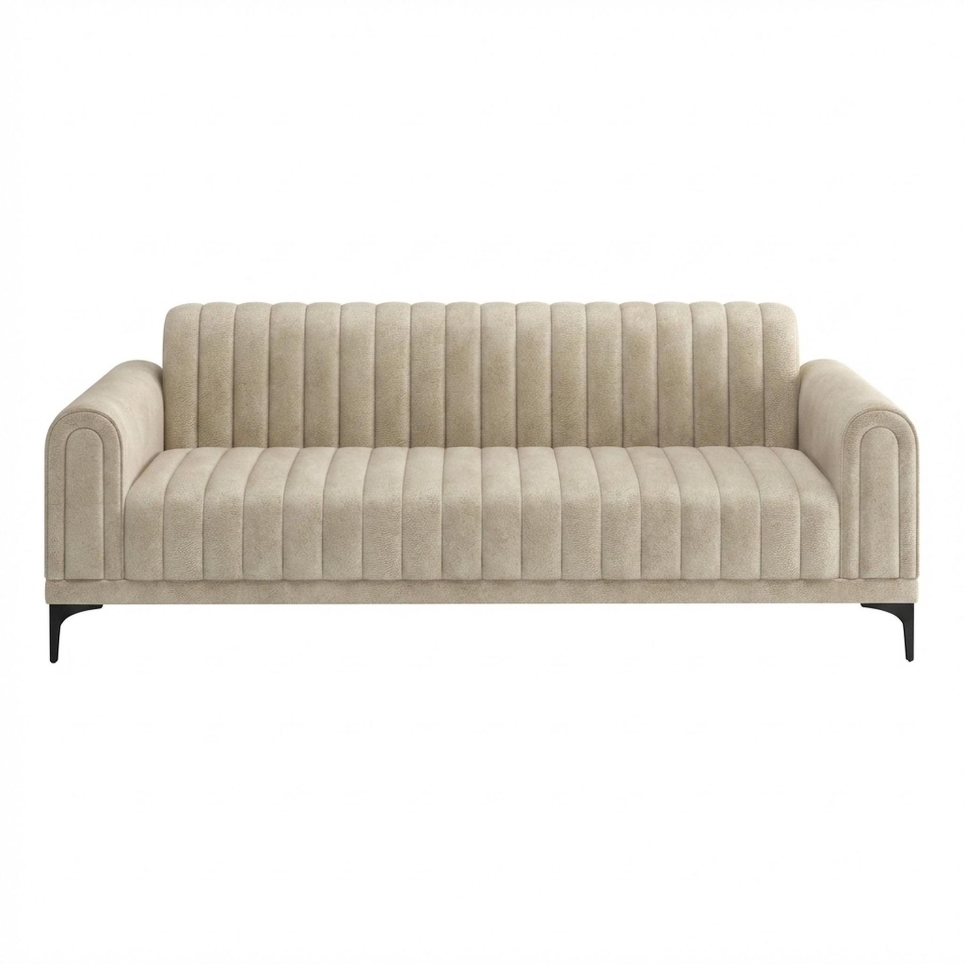 Hayden Home Premium New York 3 Seater Sofa, Matt Black Leg, Essential Sand Upholstery