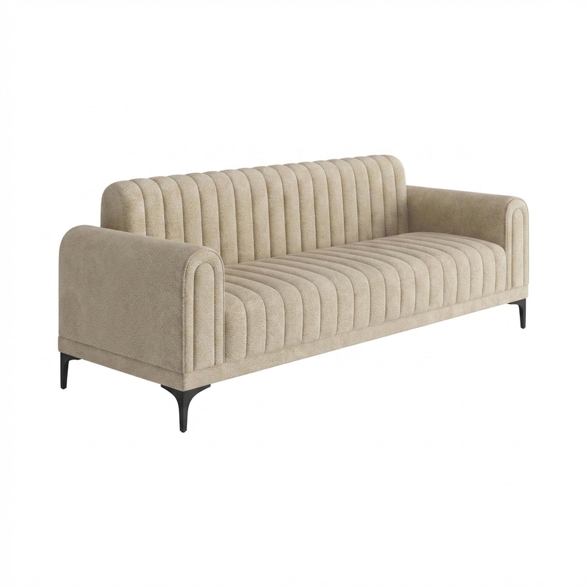 Hayden Home Premium New York 3 Seater Sofa, Matt Black Leg, Essential Sand Upholstery